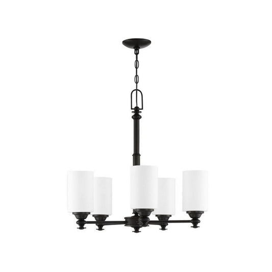 Craftmade Dardyn 25" 5-Light Espresso Chandelier With White Frosted Glass Shades