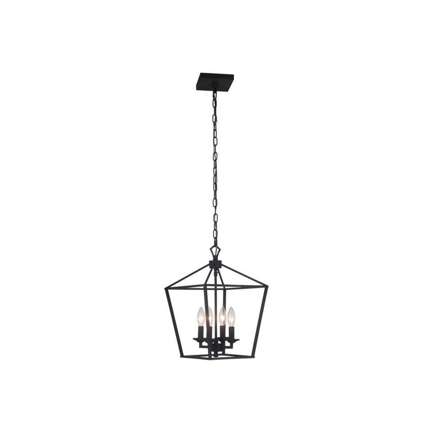 Craftmade Flynt 12" 4-Light Flat Black Candelabra Foyer Chandelier With Open Metal Frame