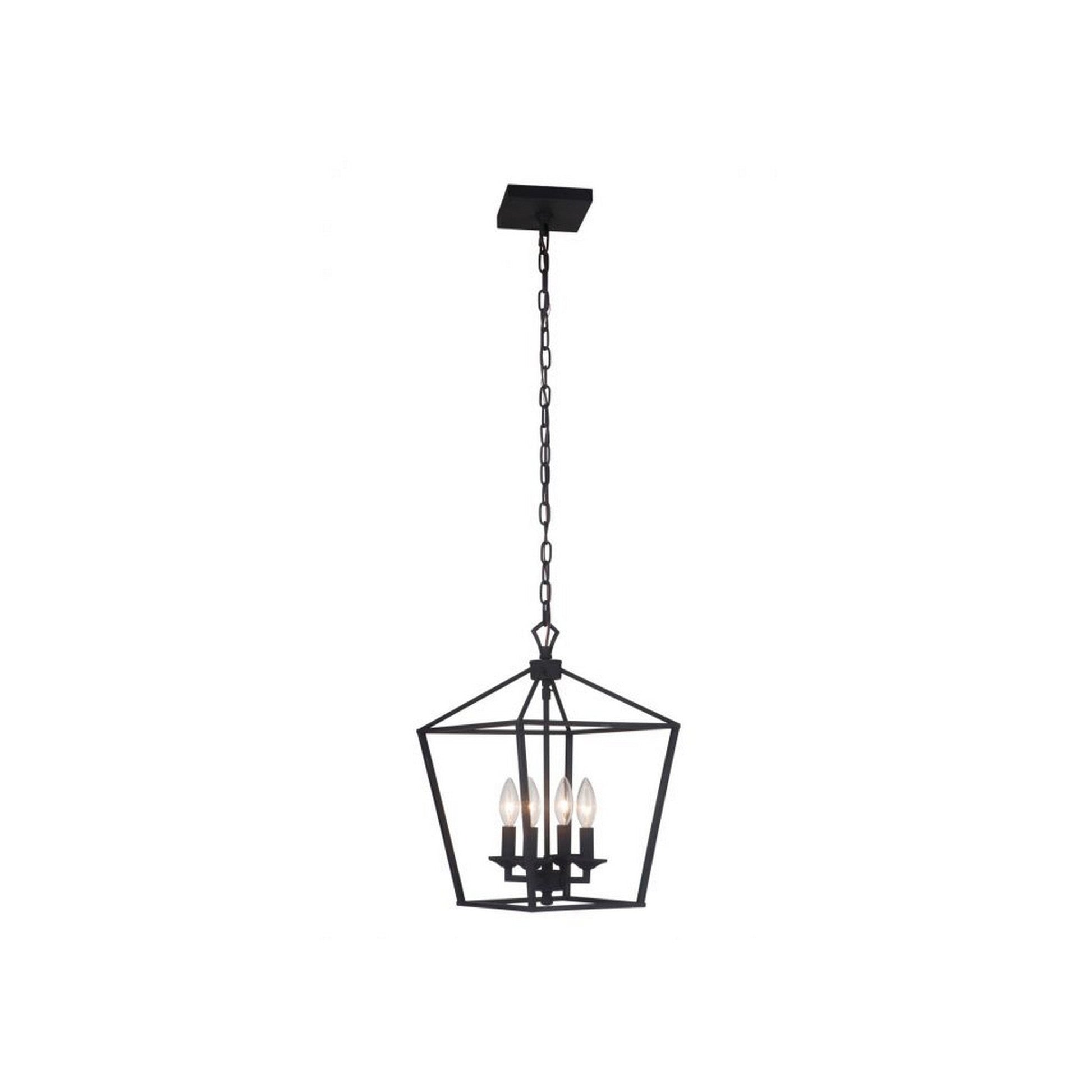 Craftmade Flynt 12" 4-Light Flat Black Candelabra Foyer Chandelier With Open Metal Frame