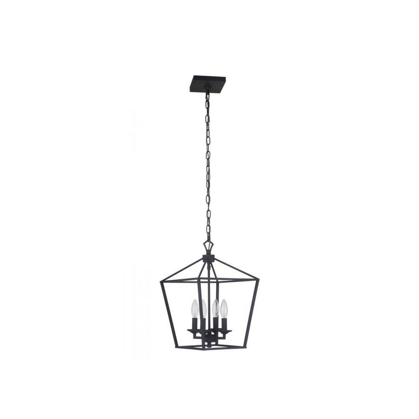 Craftmade Flynt 12" 4-Light Flat Black Candelabra Foyer Chandelier With Open Metal Frame