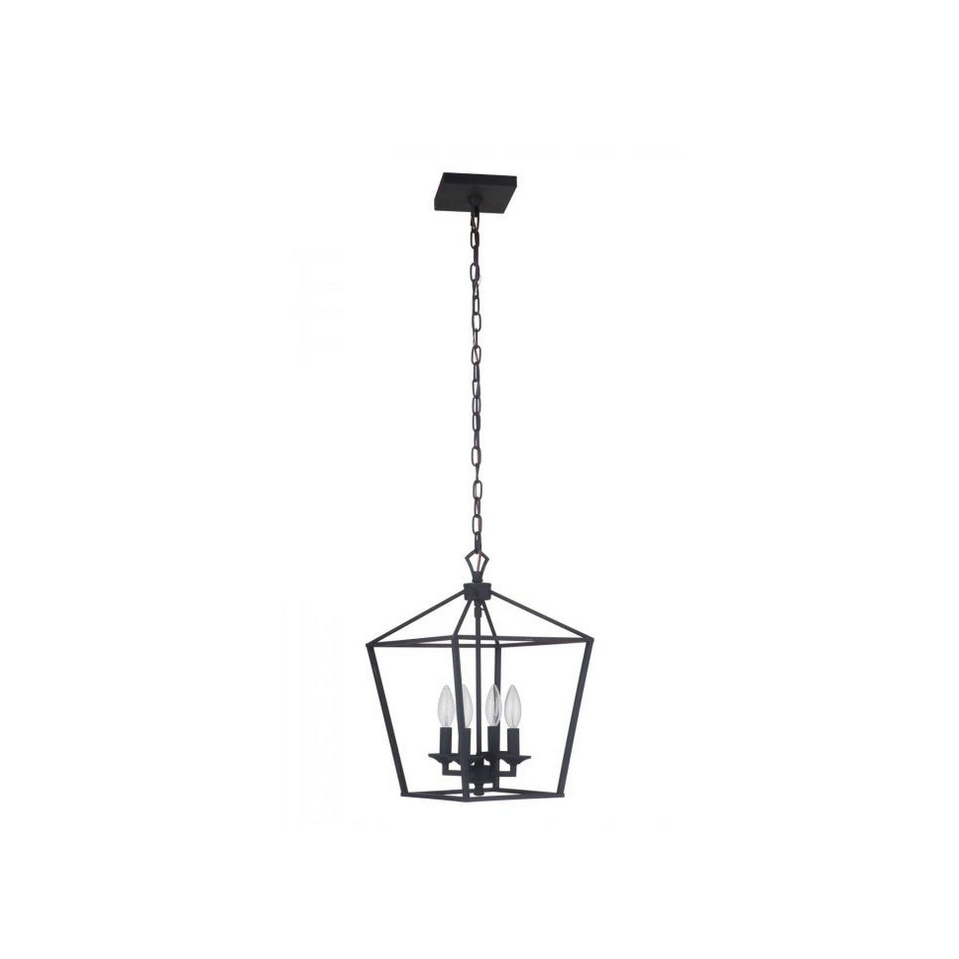 Craftmade Flynt 12" 4-Light Flat Black Candelabra Foyer Chandelier With Open Metal Frame
