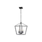 Craftmade Flynt 16" 4-Light Flat Black Candelabra Foyer Chandelier With Open Metal Frame