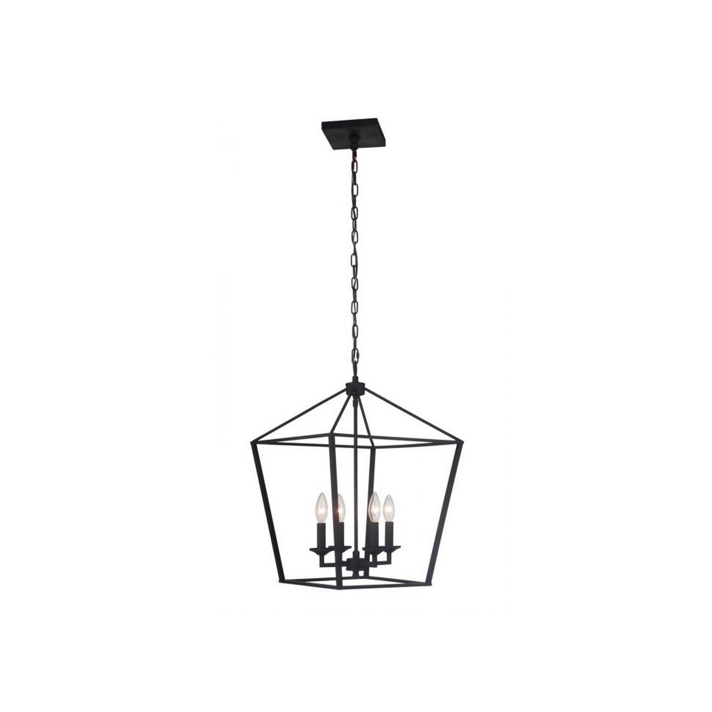 Craftmade Flynt 16" 4-Light Flat Black Candelabra Foyer Chandelier With Open Metal Frame