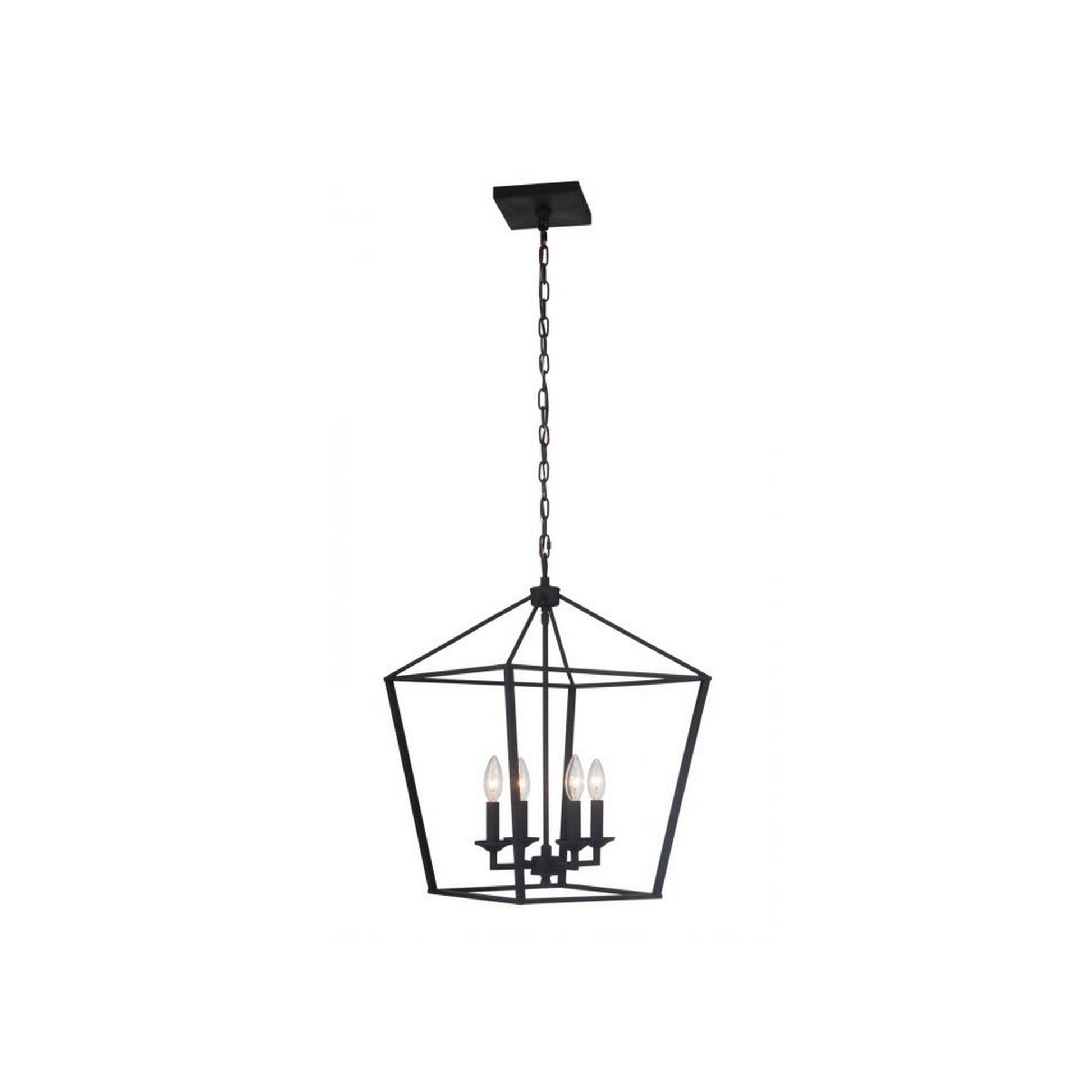 Craftmade Flynt 16" 4-Light Flat Black Candelabra Foyer Chandelier With Open Metal Frame