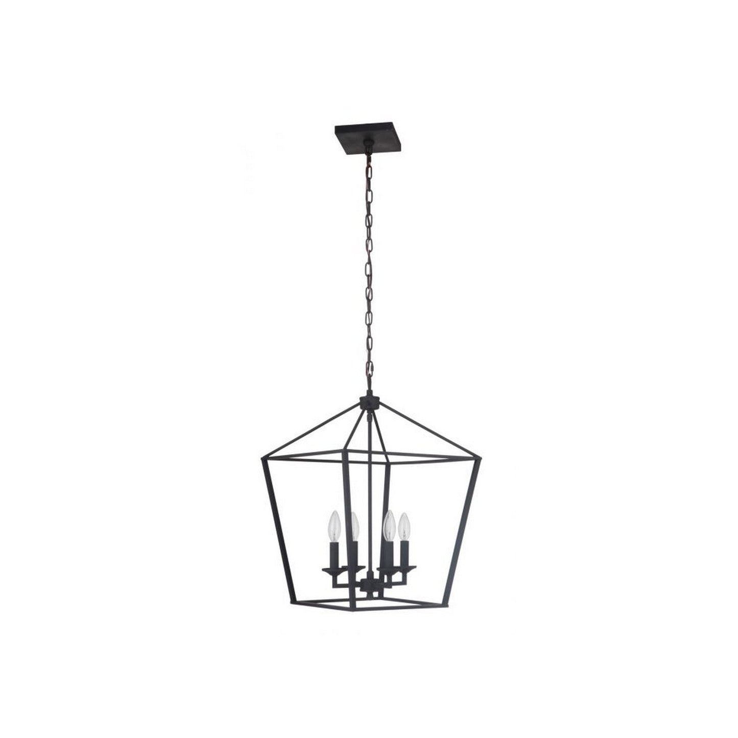 Craftmade Flynt 16" 4-Light Flat Black Candelabra Foyer Chandelier With Open Metal Frame