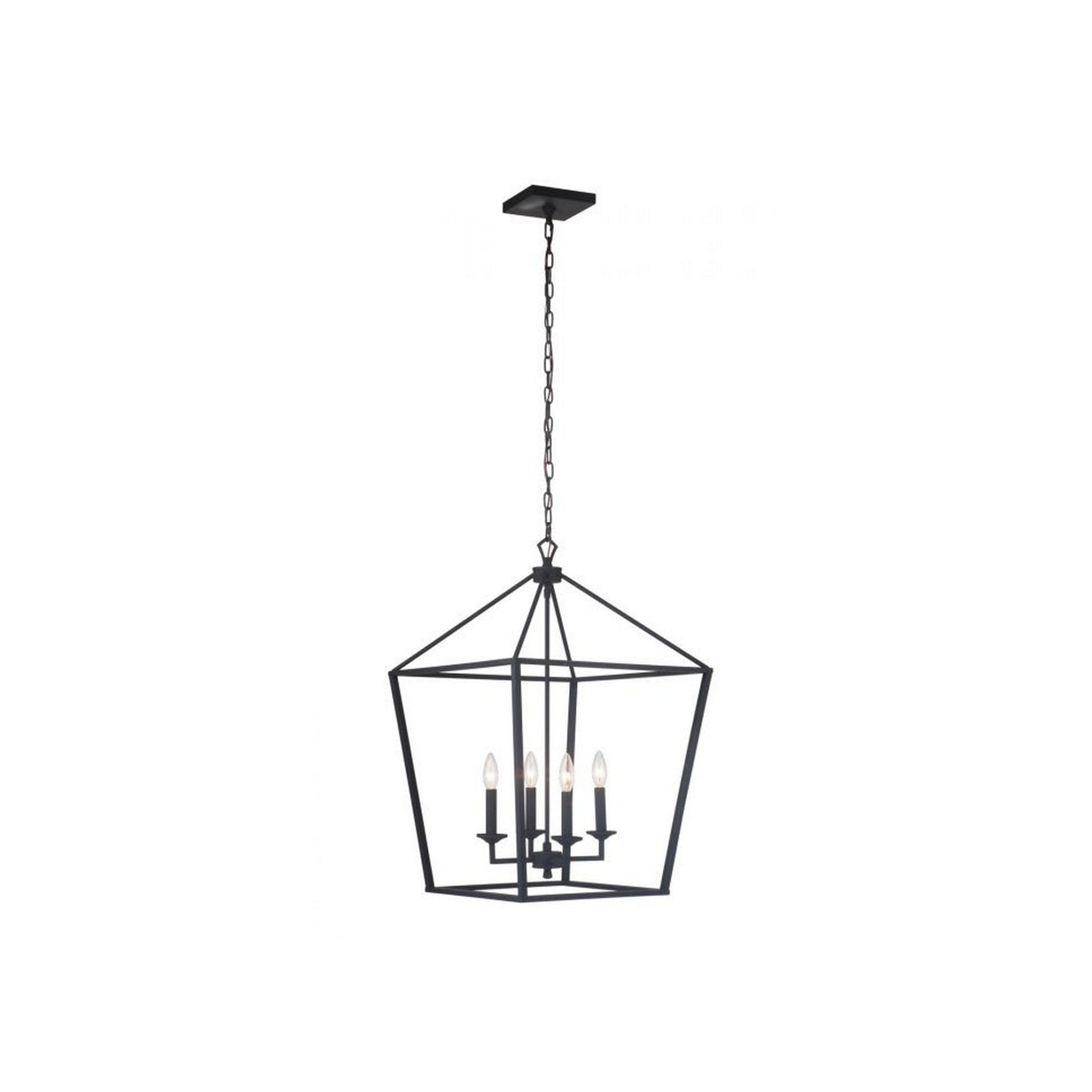 Craftmade Flynt 19" 4-Light Flat Black Candelabra Foyer Chandelier With Open Metal Frame