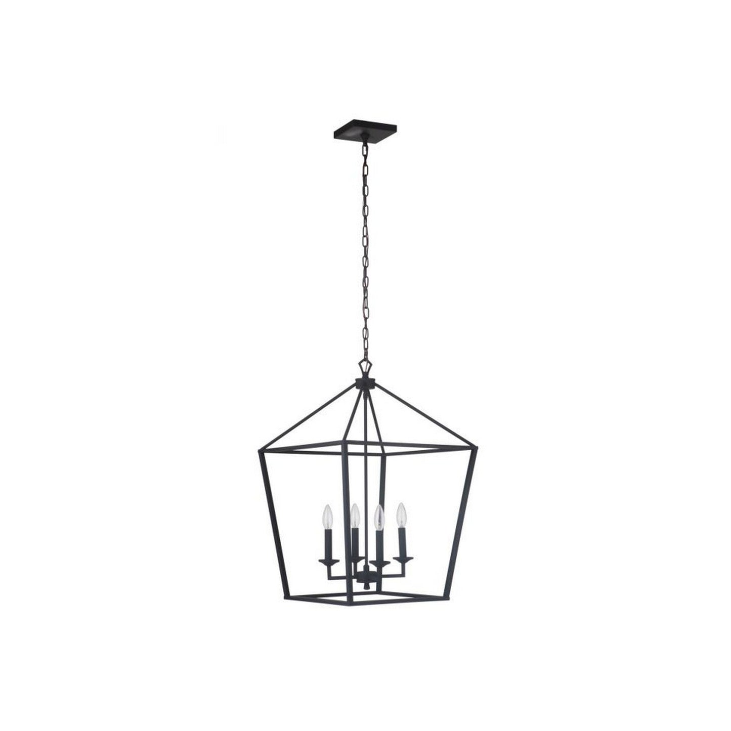 Craftmade Flynt 19" 4-Light Flat Black Candelabra Foyer Chandelier With Open Metal Frame