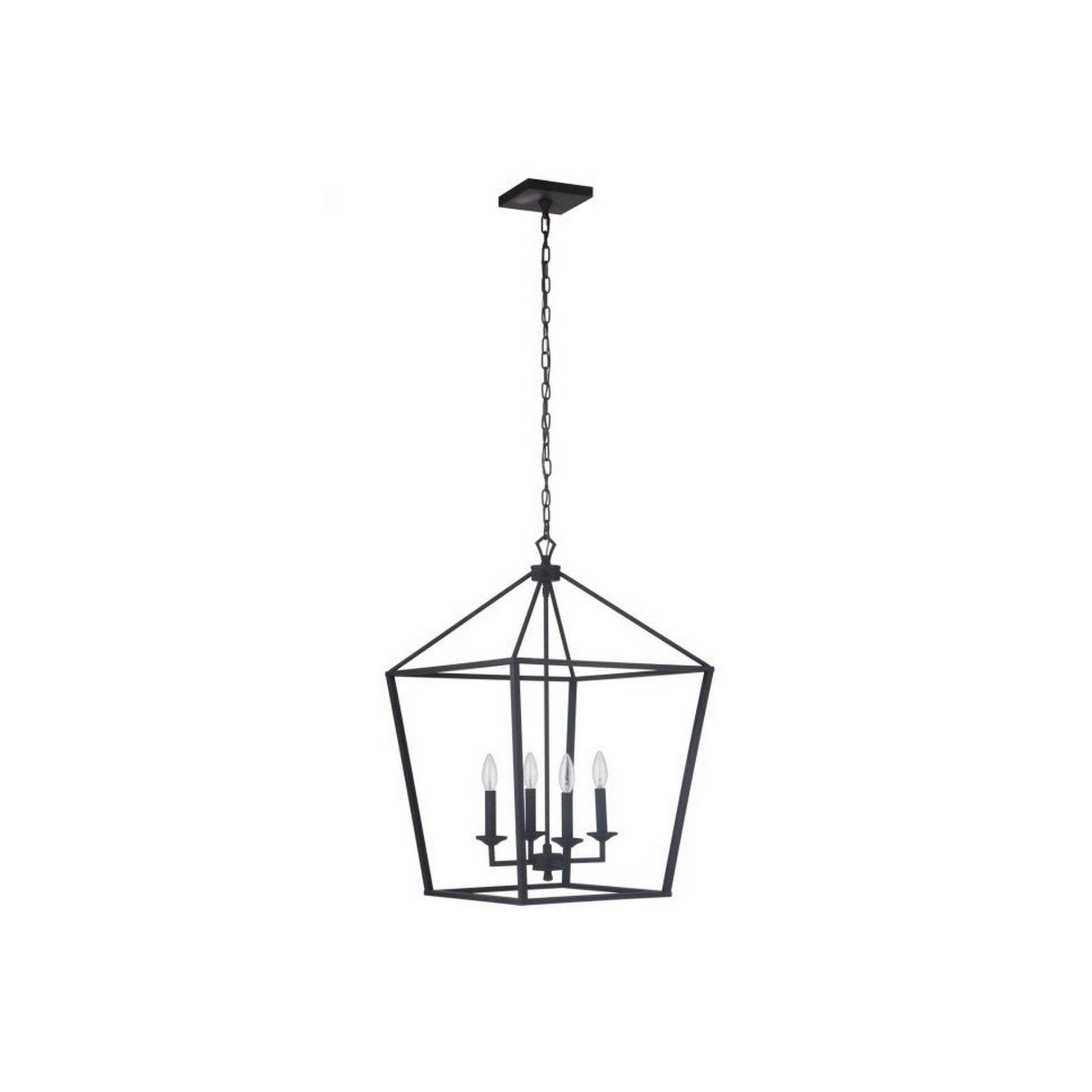 Craftmade Flynt 19" 4-Light Flat Black Candelabra Foyer Chandelier With Open Metal Frame