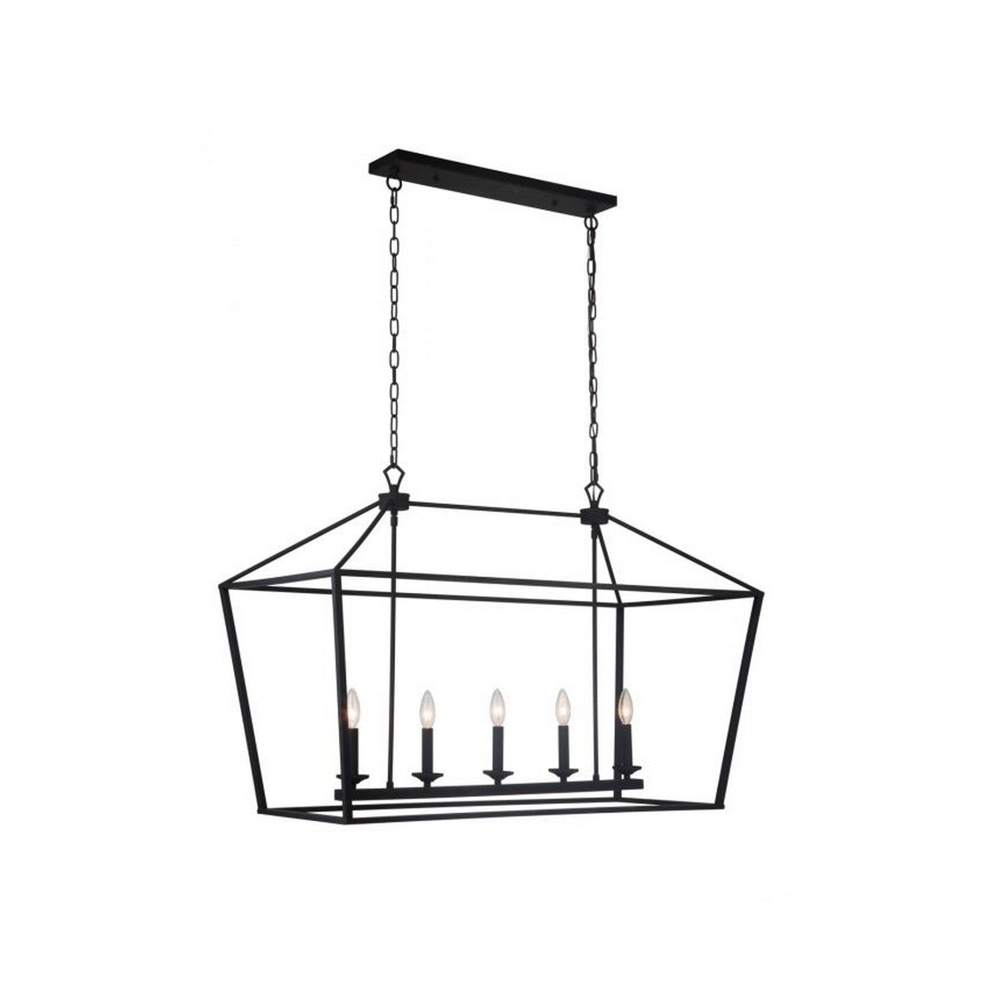 Craftmade Flynt 40" 5-Light Flat Black Kitchen Island Light With Open Metal Frame