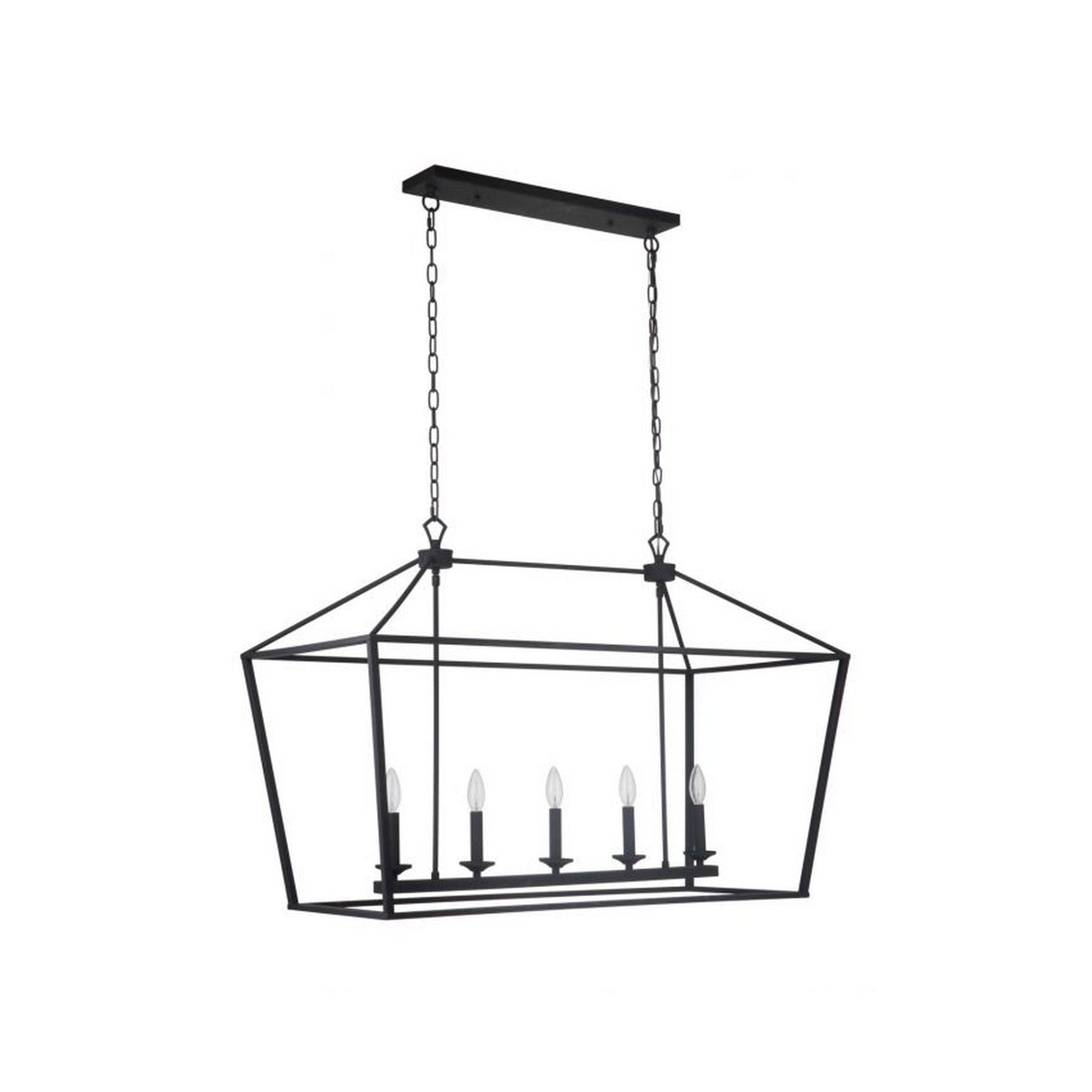 Craftmade Flynt 40" 5-Light Flat Black Kitchen Island Light With Open Metal Frame