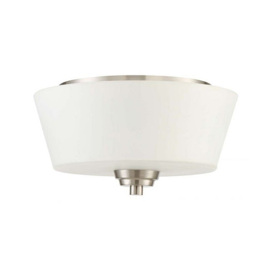 Craftmade Grace 13" 2-Light Brushed Polished Nickel Flush Mount Light With White Frosted Glass Shade