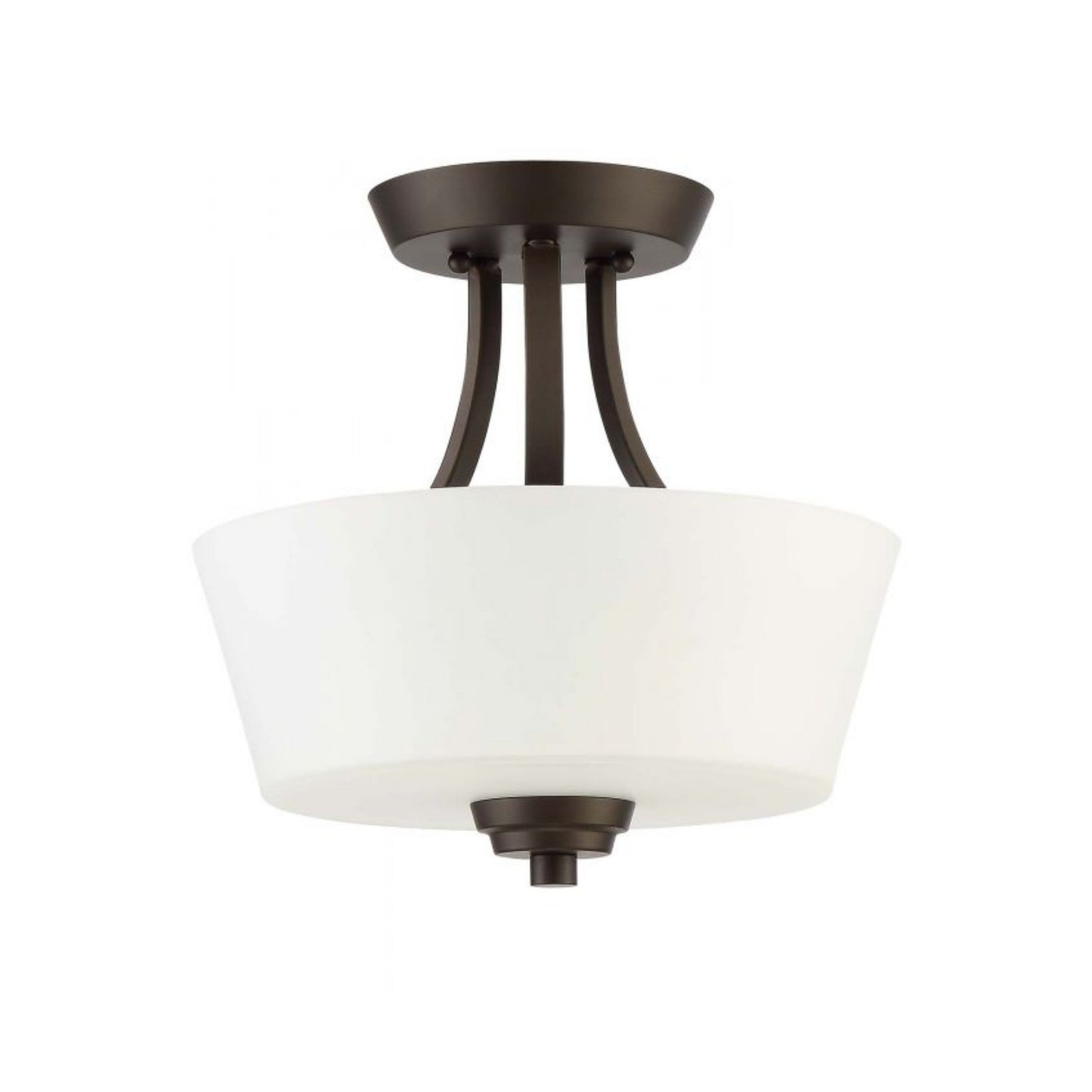 Craftmade Grace 13" 2-Light Espresso Semi-Flush Mount Light With White Frosted Glass Shade