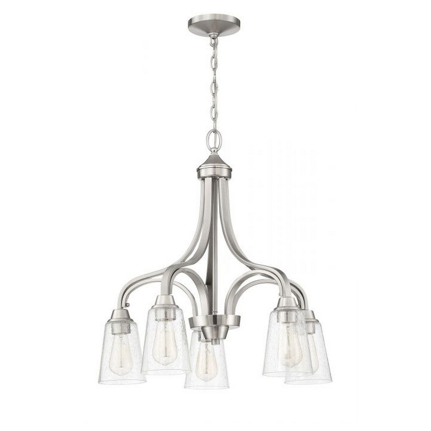 Craftmade Grace 24" 5-Light Brushed Polished Nickel Light Down Chandelier With Clear Seeded Glass Shades