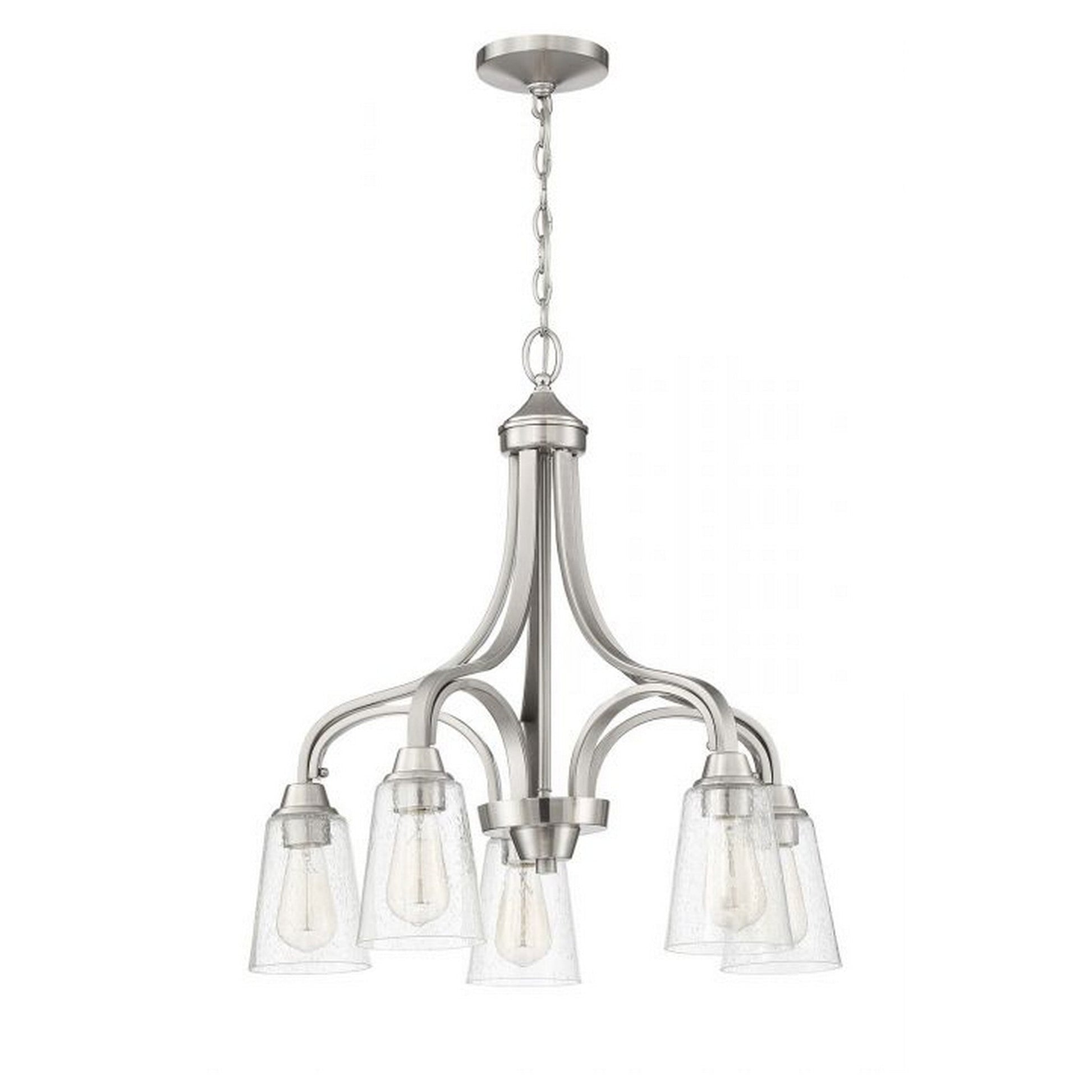 Craftmade Grace 24" 5-Light Brushed Polished Nickel Light Down Chandelier With Clear Seeded Glass Shades