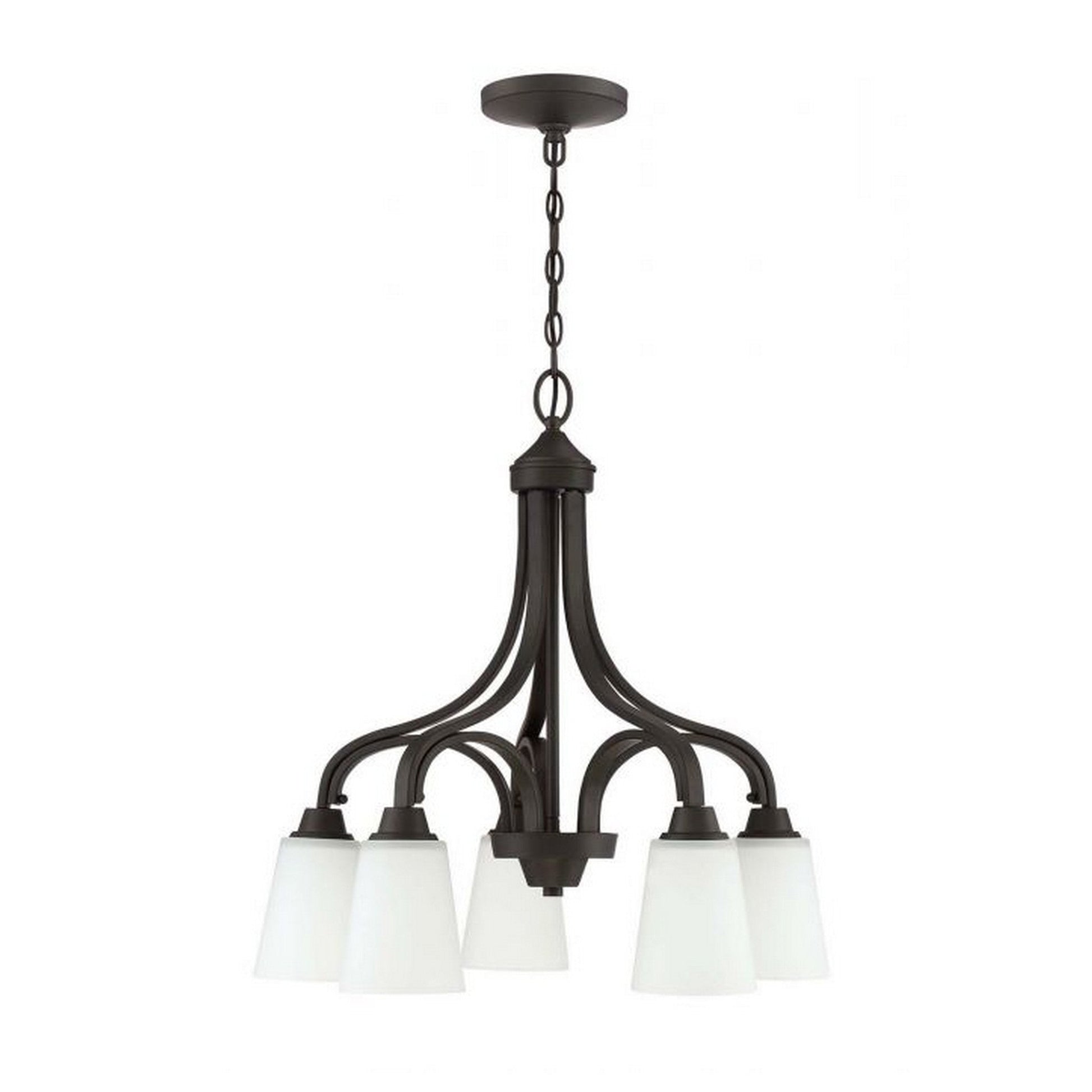 Craftmade Grace 24" 5-Light Espresso Light Down Chandelier With White Frosted Glass Shades