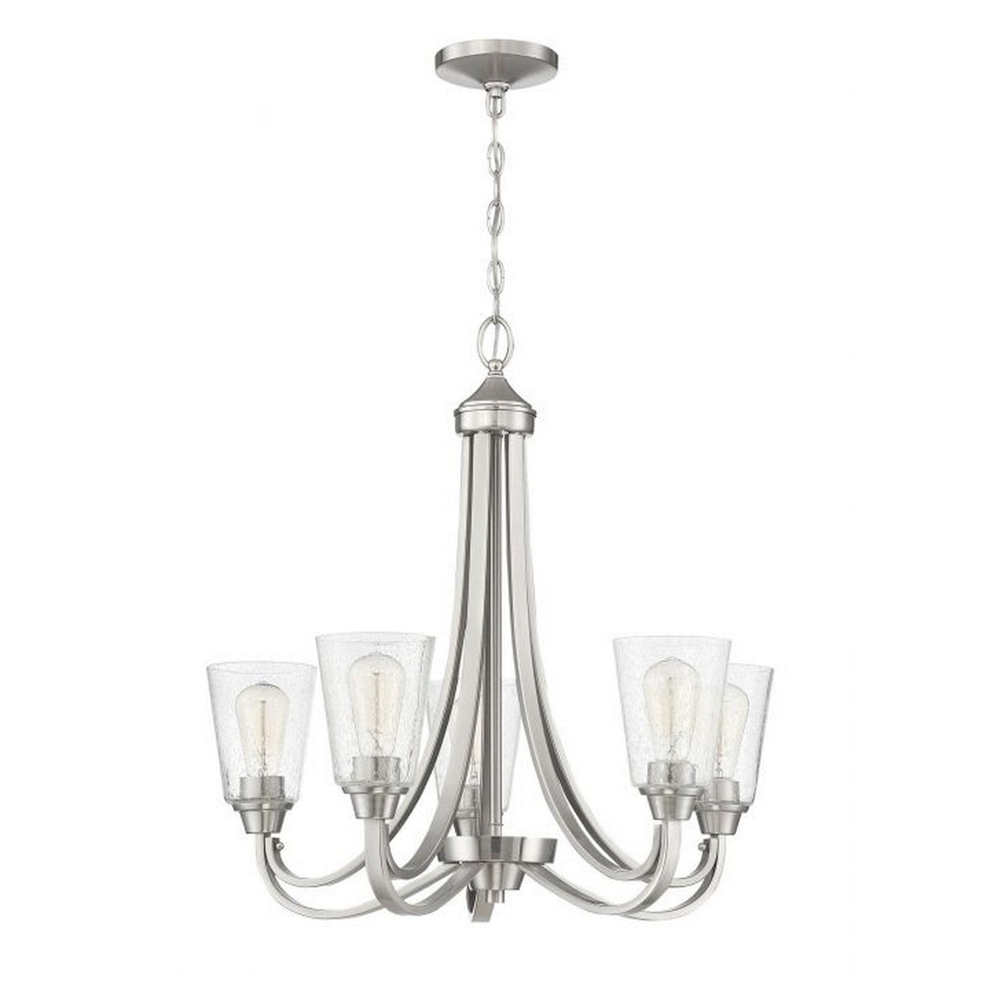 Craftmade Grace 26" 5-Light Brushed Polished Nickel Chandelier With Clear Seeded Glass Shades