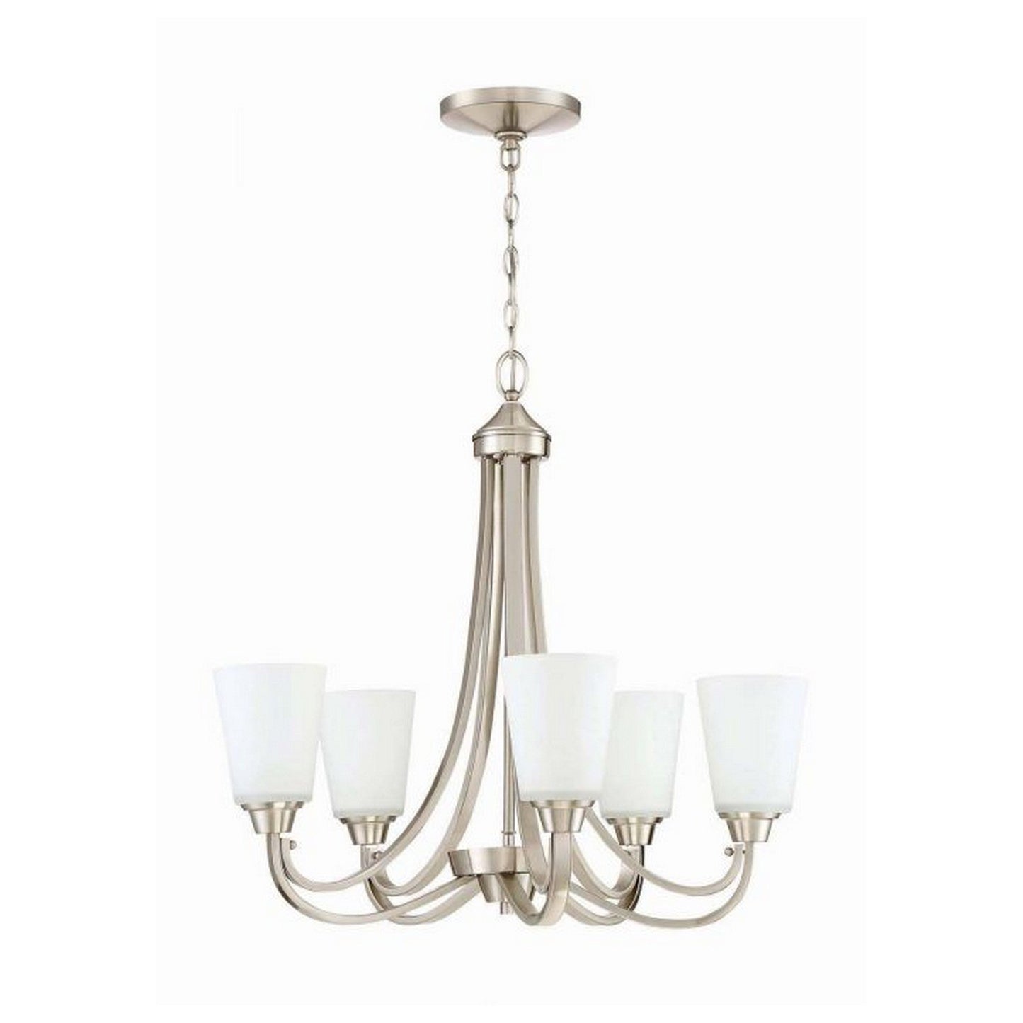 Craftmade Grace 26" 5-Light Brushed Polished Nickel Chandelier With White Frosted Glass Shades