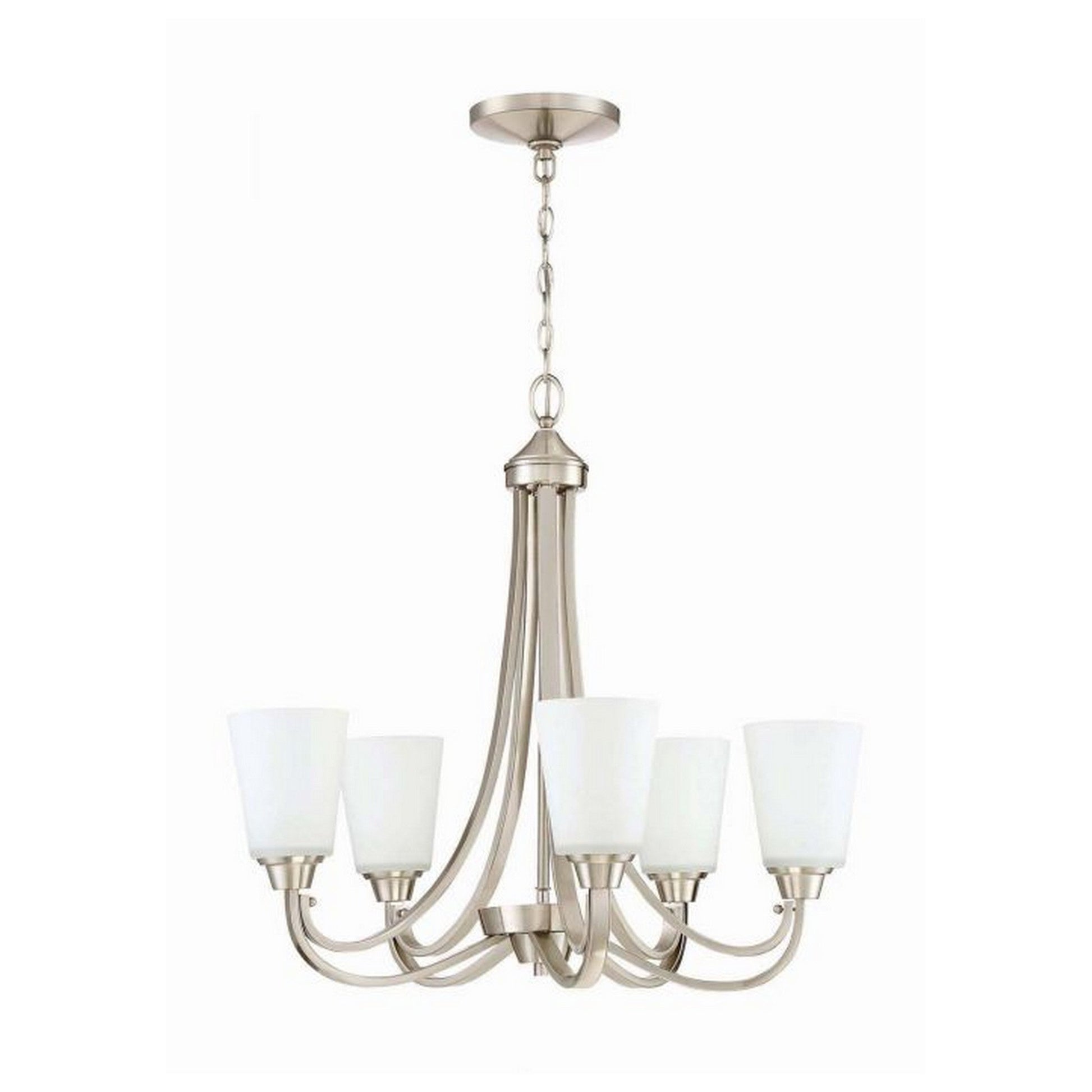 Craftmade Grace 26" 5-Light Brushed Polished Nickel Chandelier With White Frosted Glass Shades