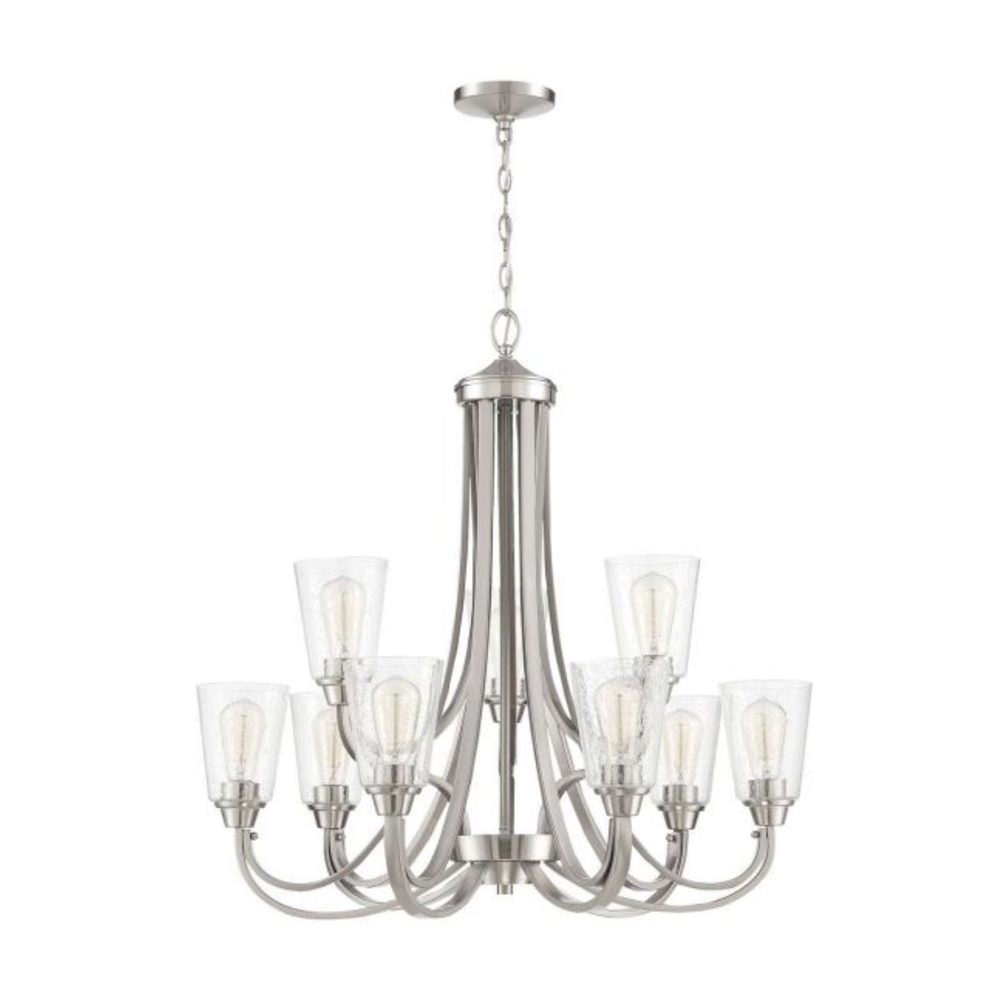 Craftmade Grace 32" 9-Light Brushed Polished Nickel Chandelier With Clear Seeded Glass Shades
