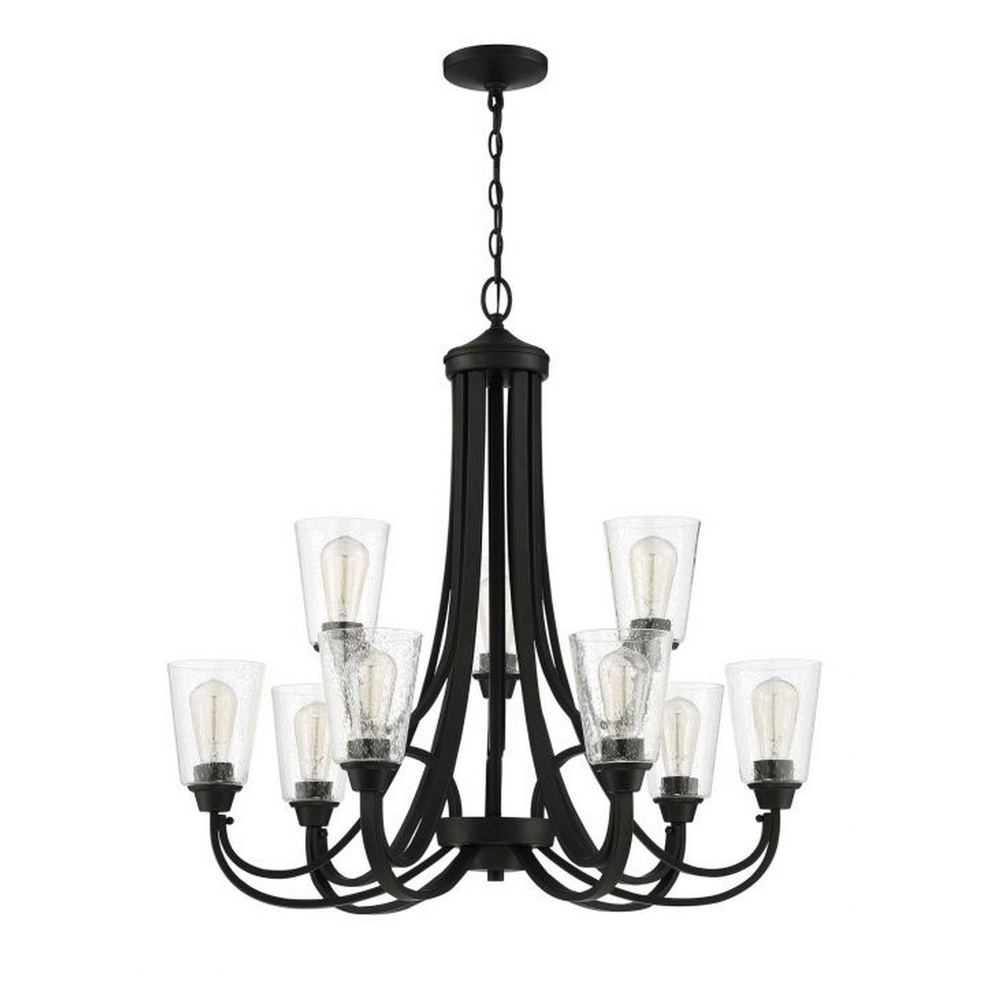 Craftmade Grace 32" 9-Light Espresso Chandelier With Clear Seeded Glass Shades