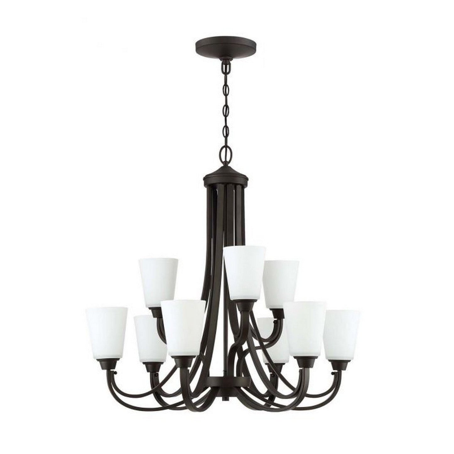 Craftmade Grace 32" 9-Light Espresso Chandelier With White Frosted Glass Shades