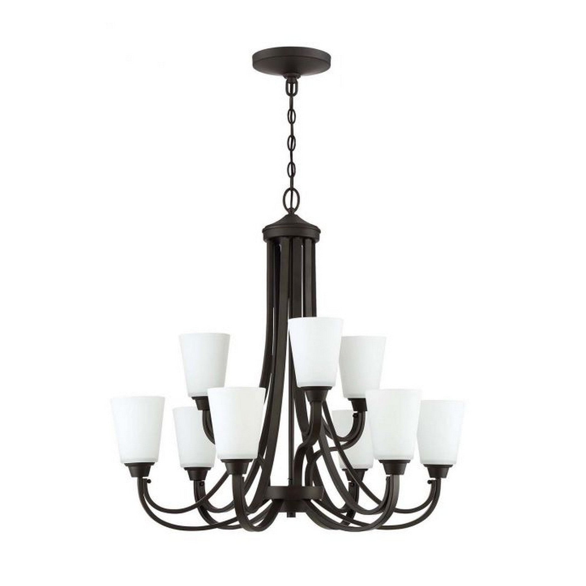 Craftmade Grace 32" 9-Light Espresso Chandelier With White Frosted Glass Shades