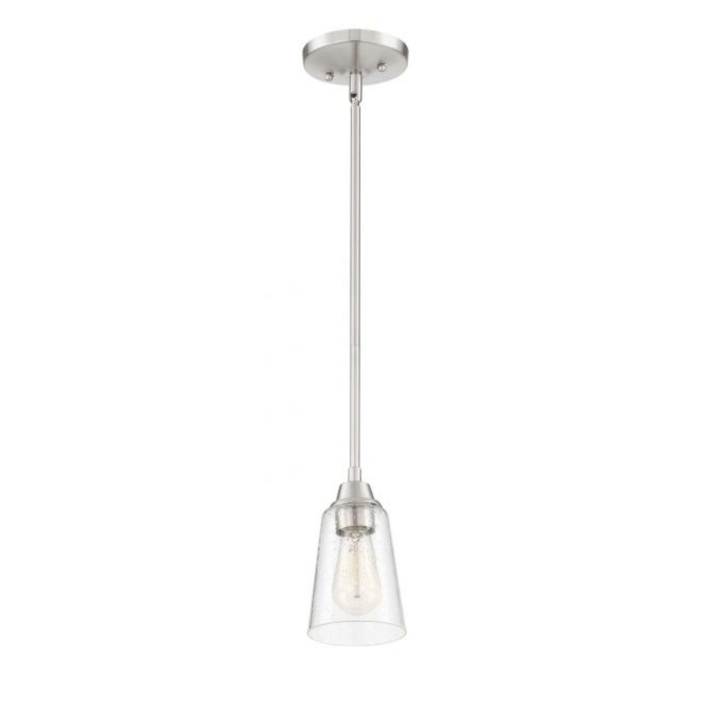Craftmade Grace 5" 1-Light Brushed Polished Nickel Mini-Pendant Light With Clear Seeded Glass Shade
