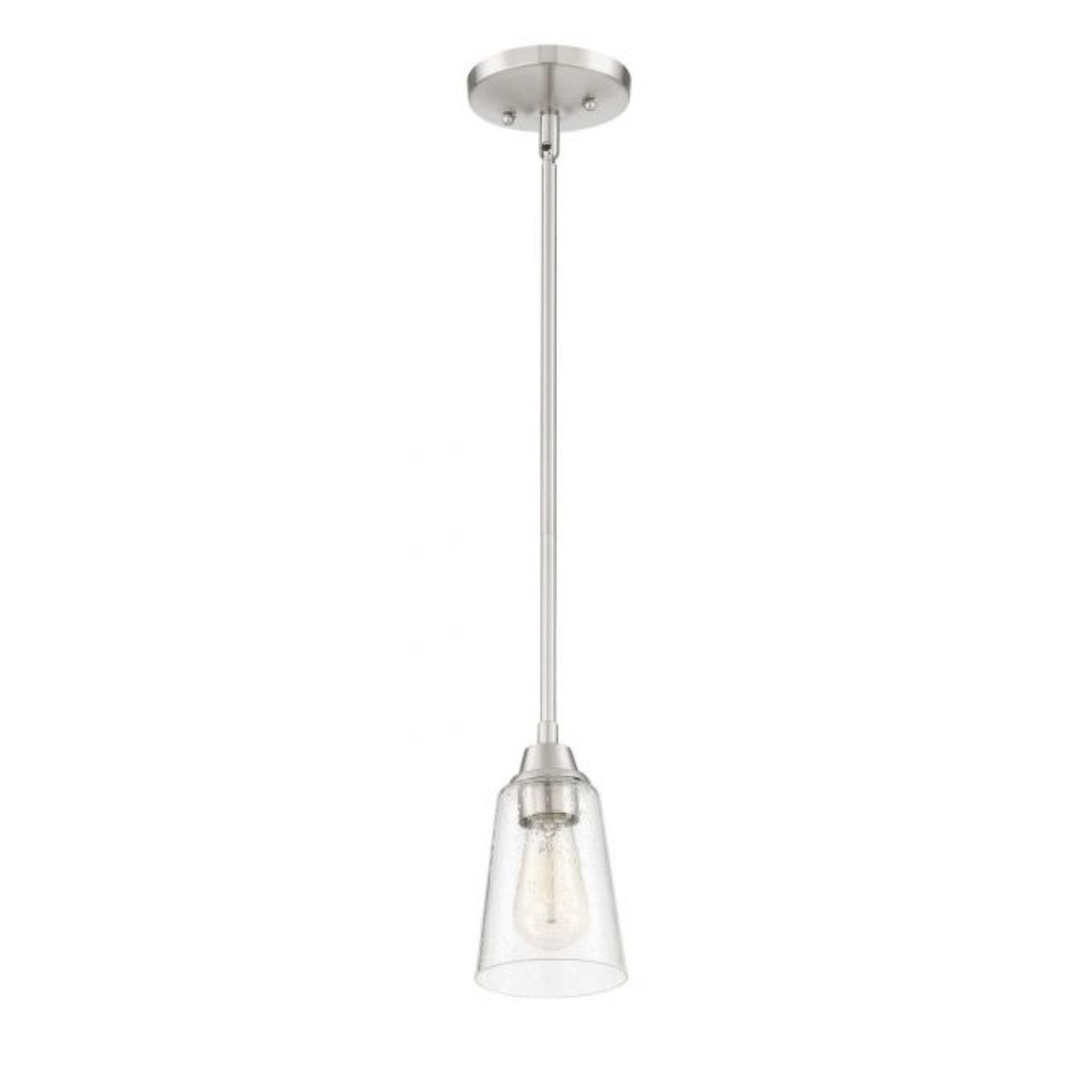 Craftmade Grace 5" 1-Light Brushed Polished Nickel Mini-Pendant Light With Clear Seeded Glass Shade