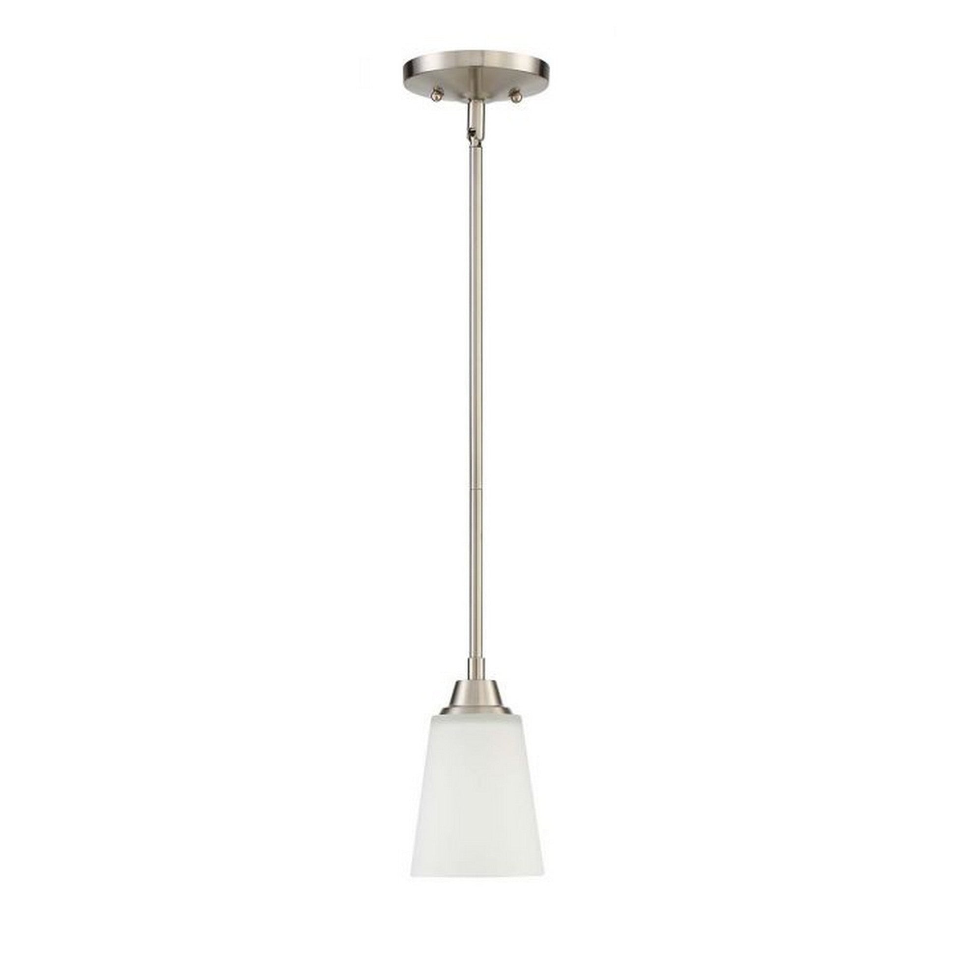 Craftmade Grace 5" 1-Light Brushed Polished Nickel Mini-Pendant Light With White Frosted Glass Shade