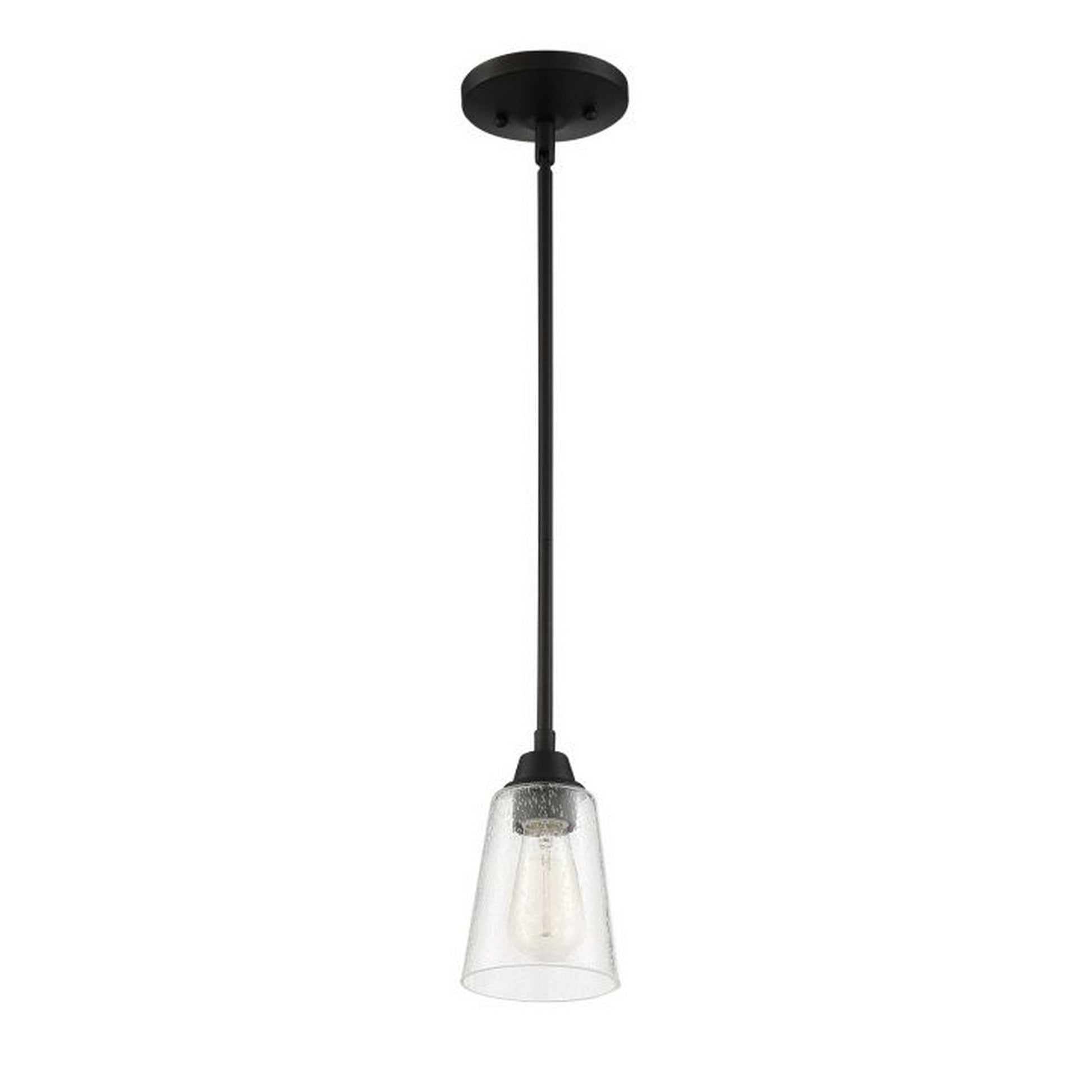 Craftmade Grace 5" 1-Light Espresso Mini-Pendant Light With Clear Seeded Glass Shade