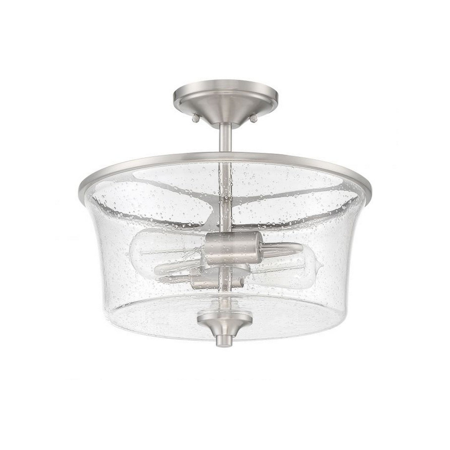 Craftmade Gwyneth 13" 2-Light Brushed Polished Nickel Semi-Flush Mount Light With Clear Seeded Glass Shade