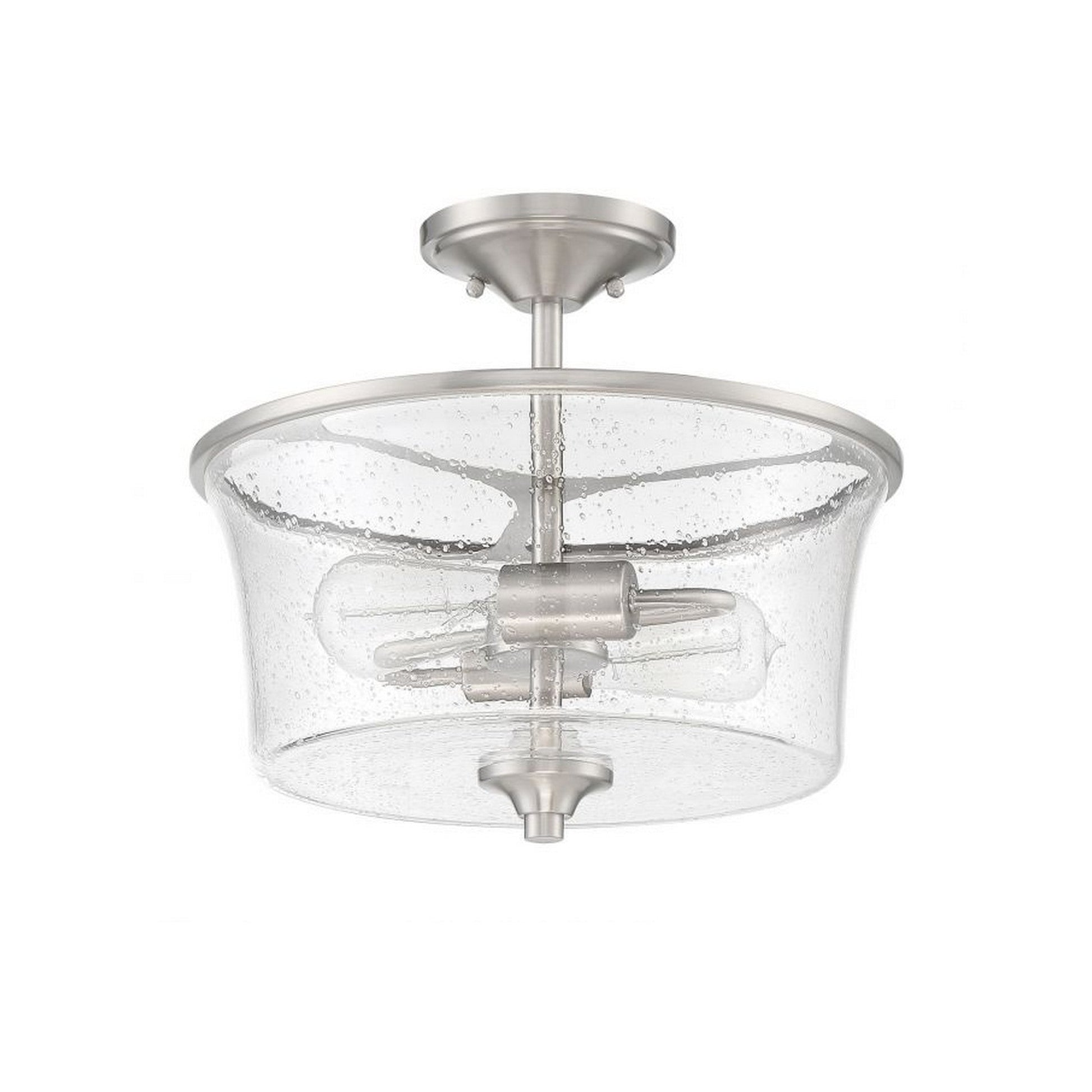 Craftmade Gwyneth 13" 2-Light Brushed Polished Nickel Semi-Flush Mount Light With Clear Seeded Glass Shade