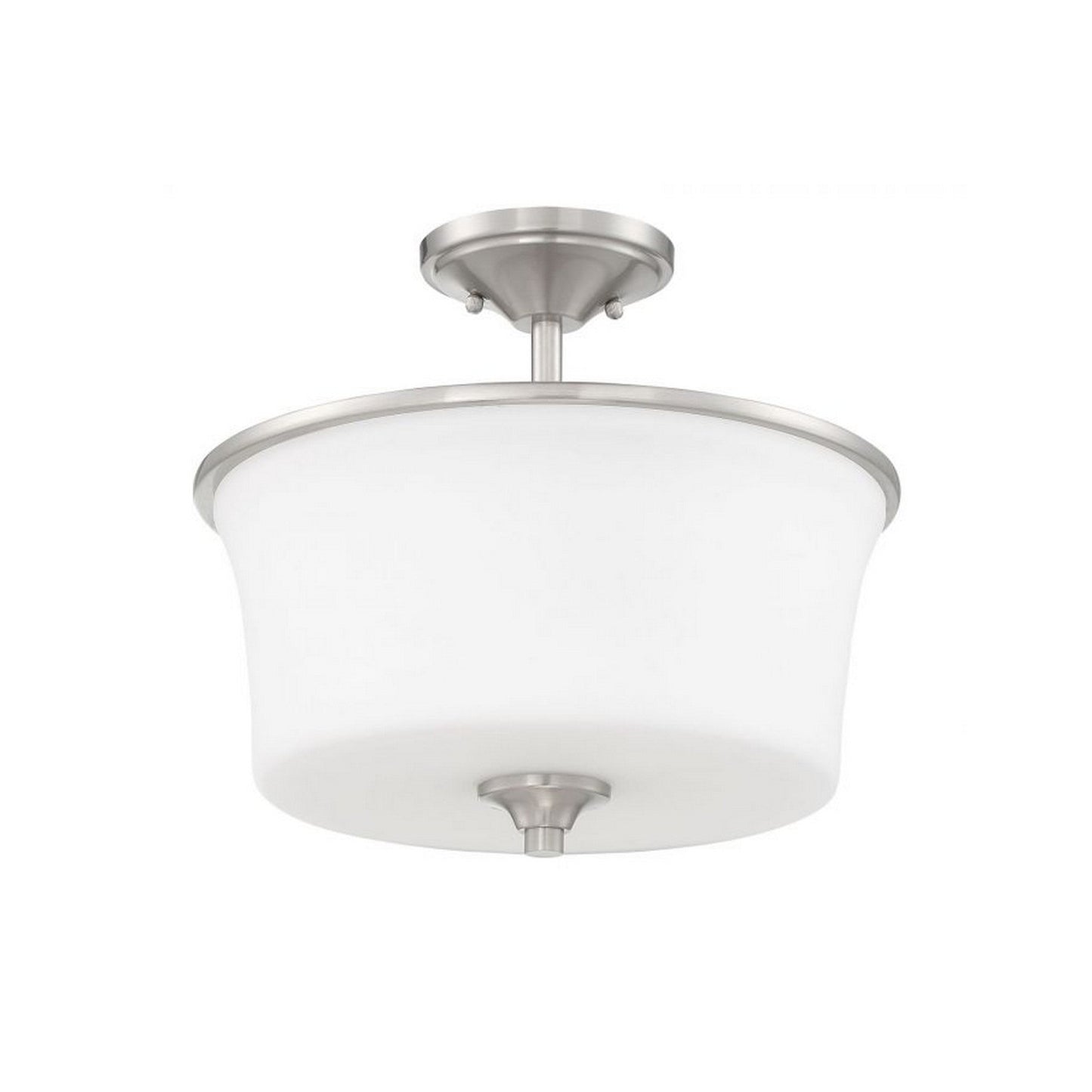 Craftmade Gwyneth 13" 2-Light Brushed Polished Nickel Semi-Flush Mount Light With White Frosted Glass Shade