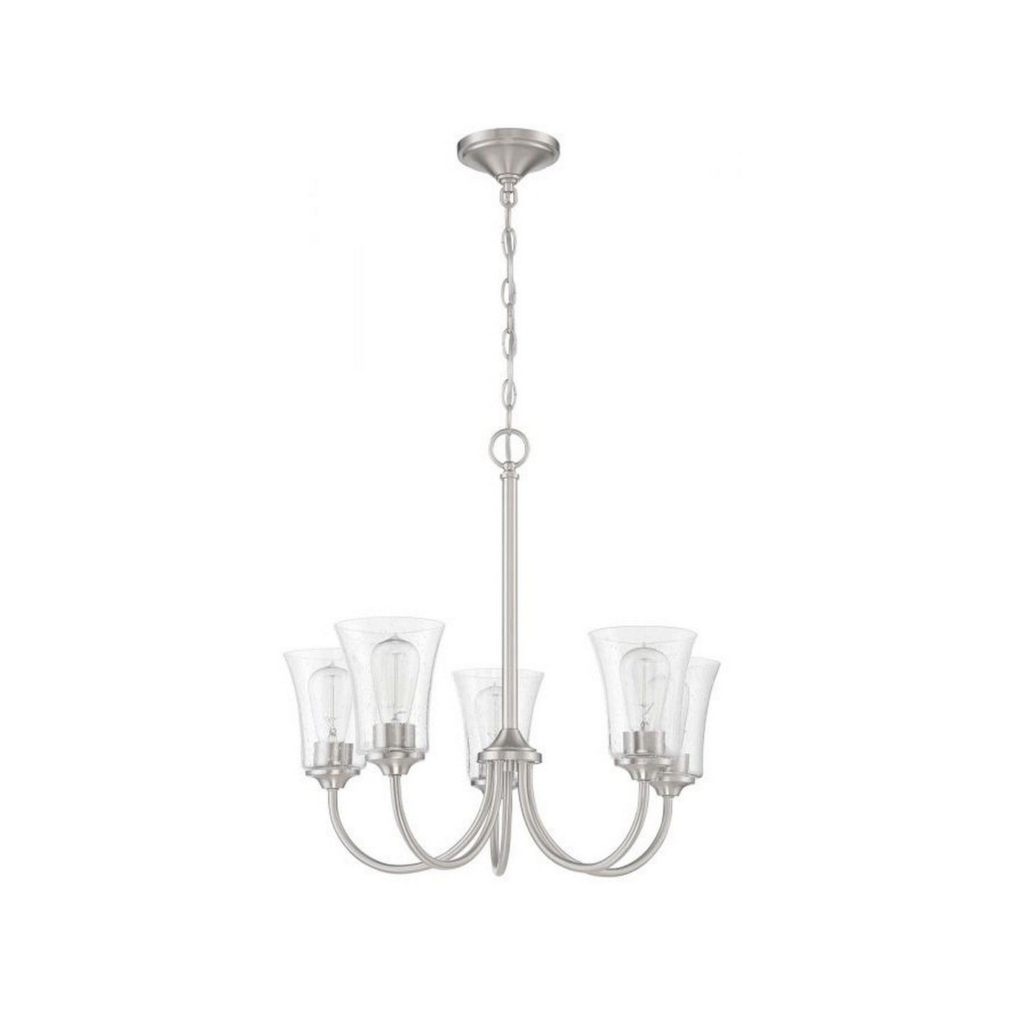 Craftmade Gwyneth 23" 5-Light Brushed Polished Nickel Chandelier With Clear Seeded Glass Shades