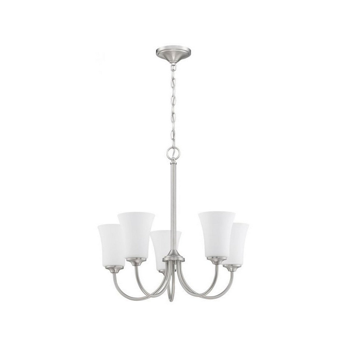 Craftmade Gwyneth 23" 5-Light Brushed Polished Nickel Chandelier With White Frosted Glass Shades