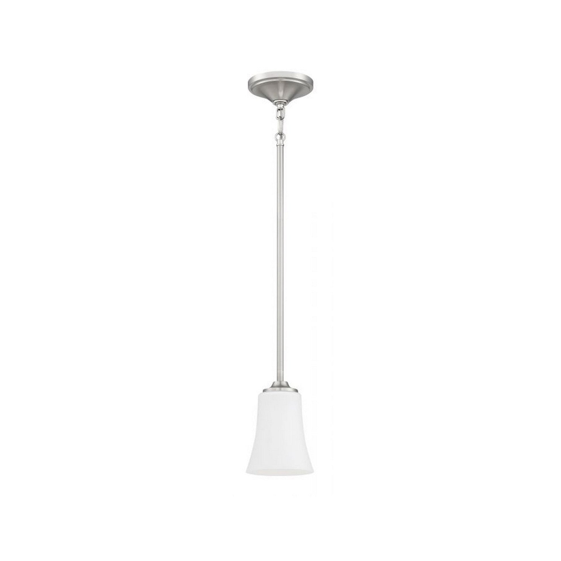 Craftmade Gwyneth 5" 1-Light Brushed Polished Nickel Pendant Light With White Frosted Glass Shade