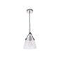Craftmade Hagen 8" 1-Light Polished Nickel Pendant Light With Clear Glass Shade and Leather Accent