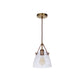 Craftmade Hagen 8" 1-Light Vintage Brass Pendant Light With Clear Glass Shade and Leather Accent