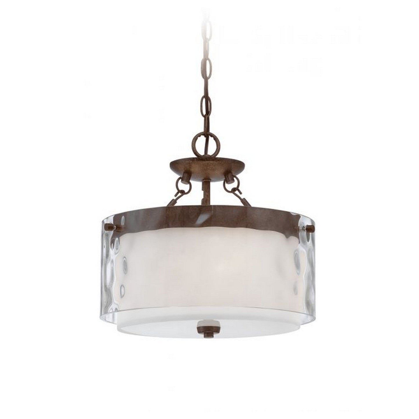 Craftmade Kenswick 14" 3-Light Peruvian Bronze Semi-Flush Mount Light With Clear Outer and White Inner Glass Shade
