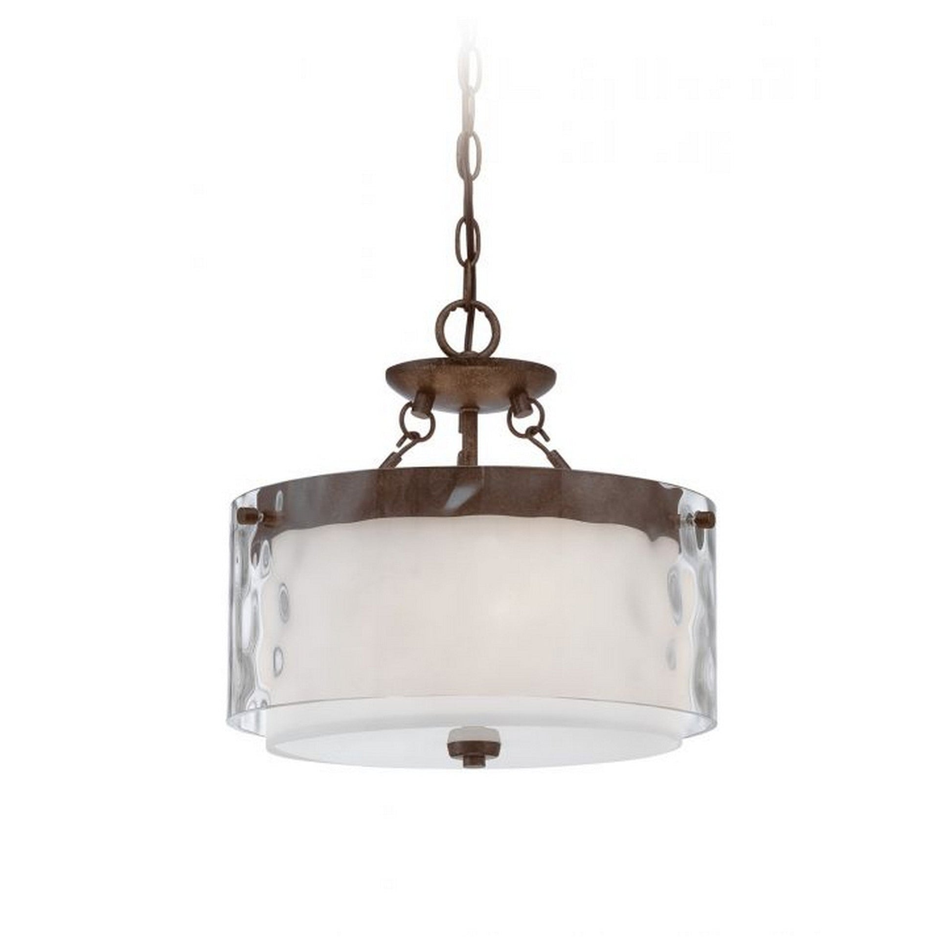 Craftmade Kenswick 14" 3-Light Peruvian Bronze Semi-Flush Mount Light With Clear Outer and White Inner Glass Shade