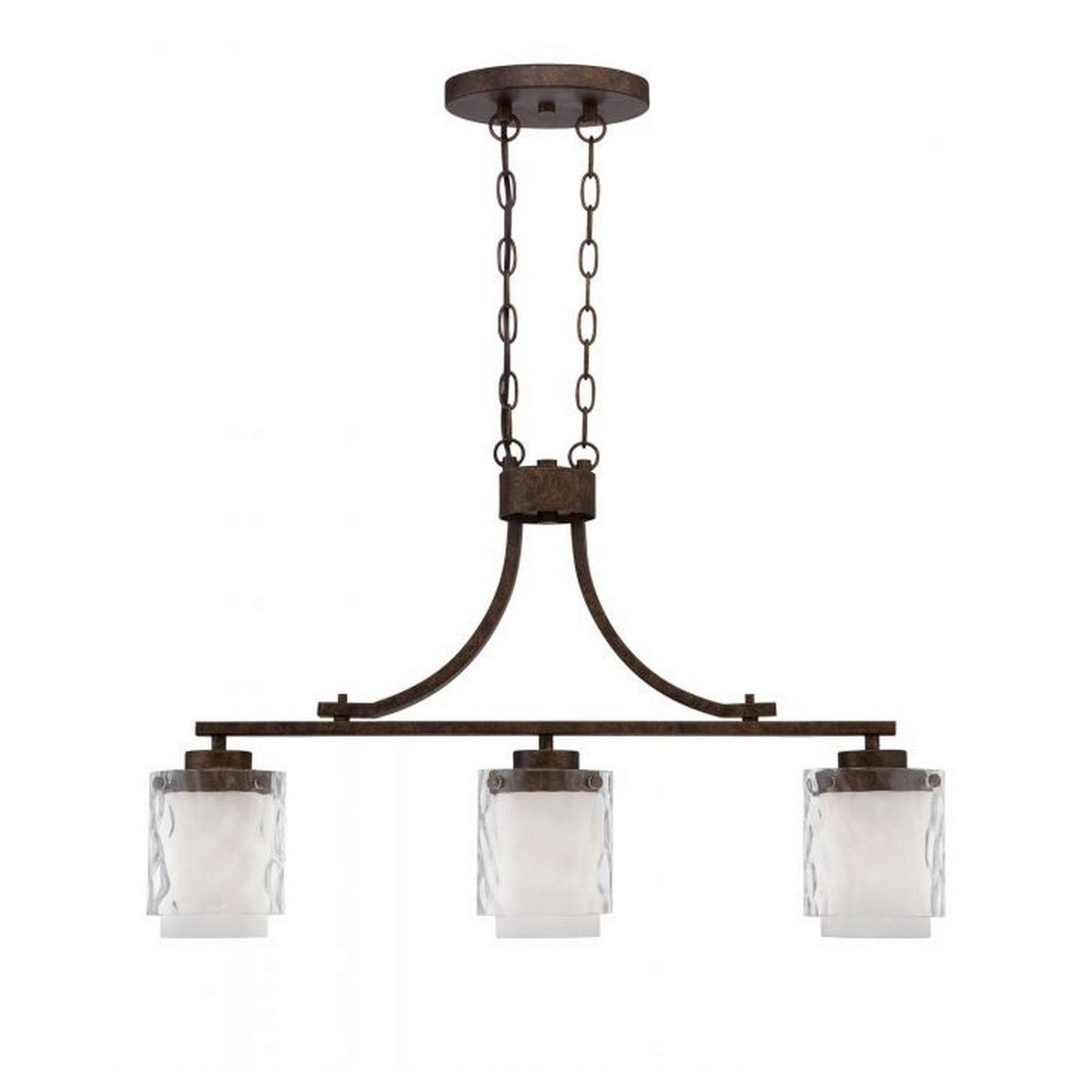 Craftmade Kenswick 30" 3-Light Peruvian Bronze Kitchen Island Light With Clear Outer and White Inner Glass Shades
