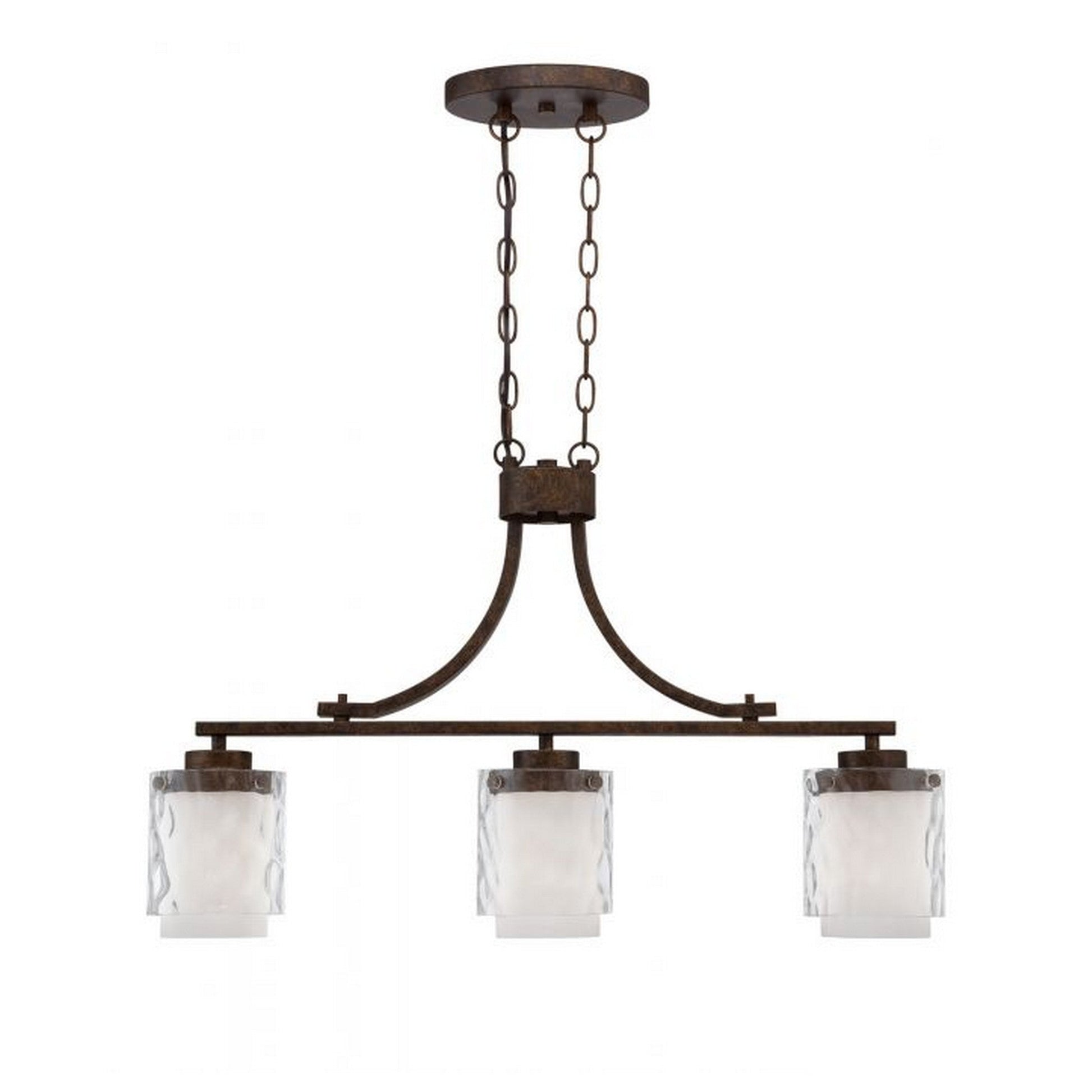 Craftmade Kenswick 30" 3-Light Peruvian Bronze Kitchen Island Light With Clear Outer and White Inner Glass Shades