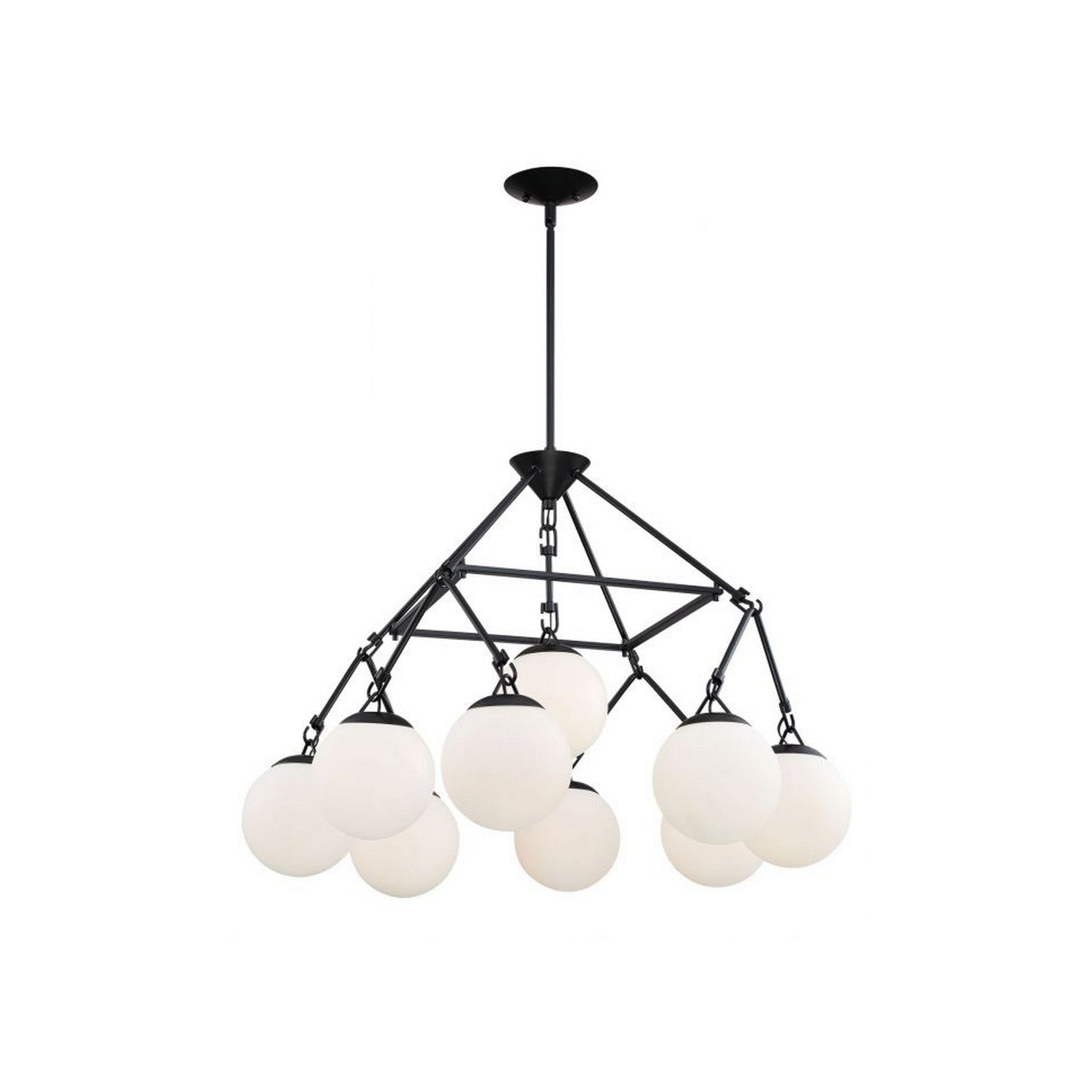 Craftmade Orion 30" 9-Light Flat Black Chandelier With White Frosted Globe Shades