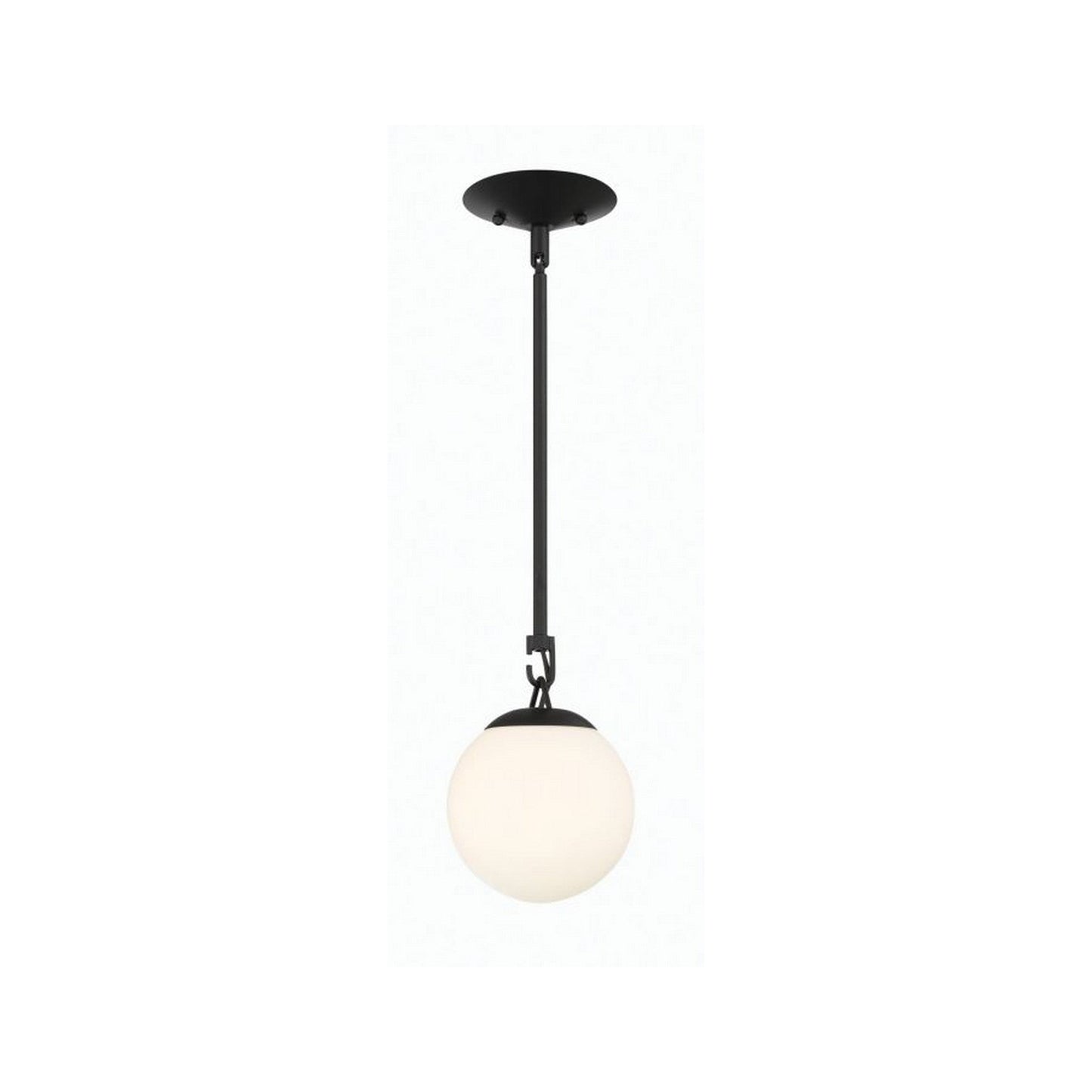 Craftmade Orion 6" 1-Light Flat Black Pendant Light With White Frosted Globe Shades