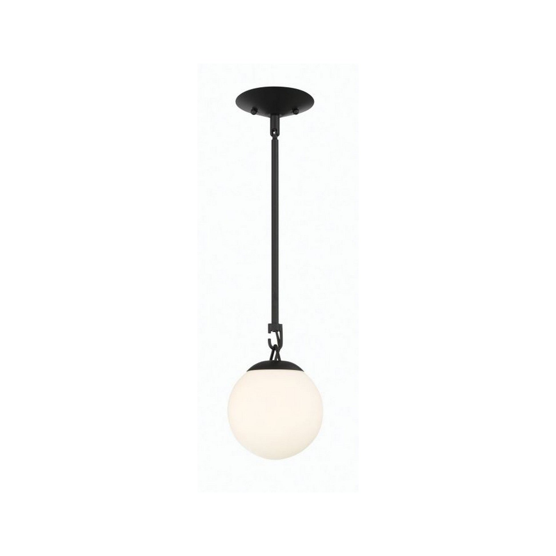 Craftmade Orion 6" 1-Light Flat Black Pendant Light With White Frosted Globe Shades
