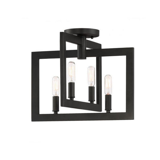 Craftmade Portrait 15" 4-Light Espresso Candle-Style Semi-Flush Mount Light With Rectangular Open Frame Shades