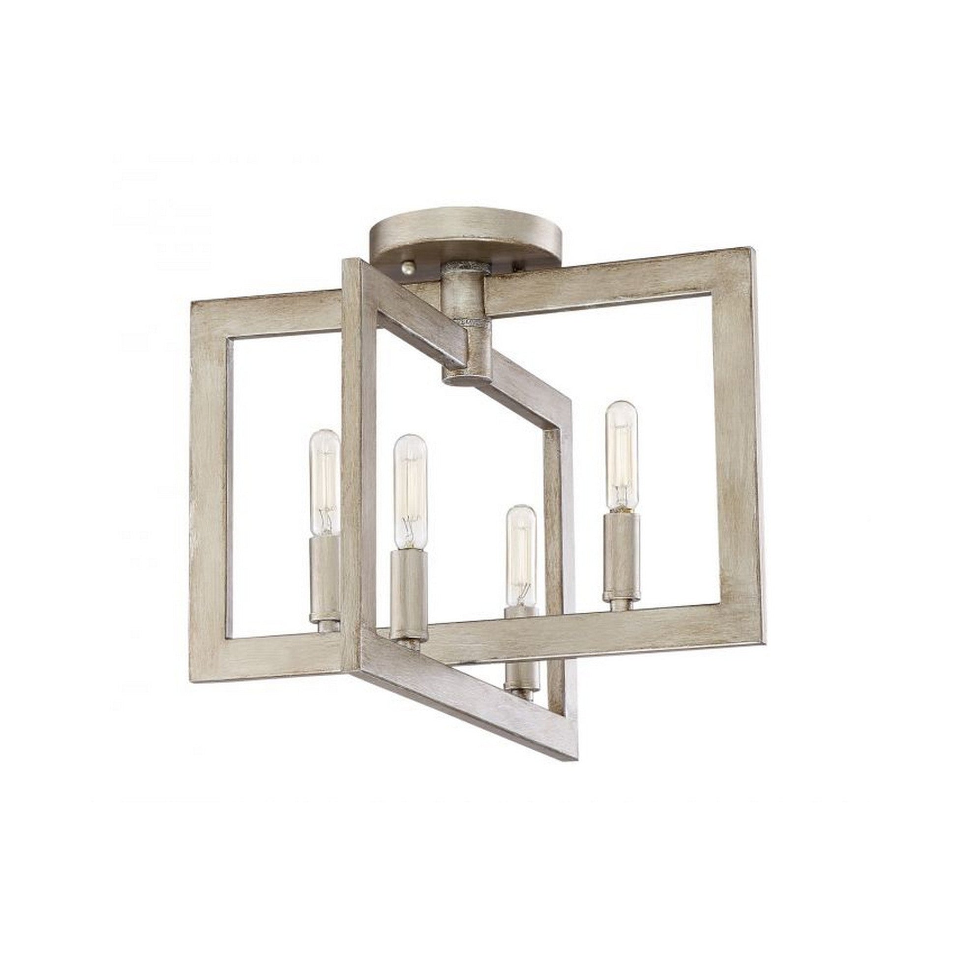 Craftmade Portrait 15" 4-Light Gold Twilight Candle-Style Semi-Flush Mount Light With Rectangular Open Frame Shades