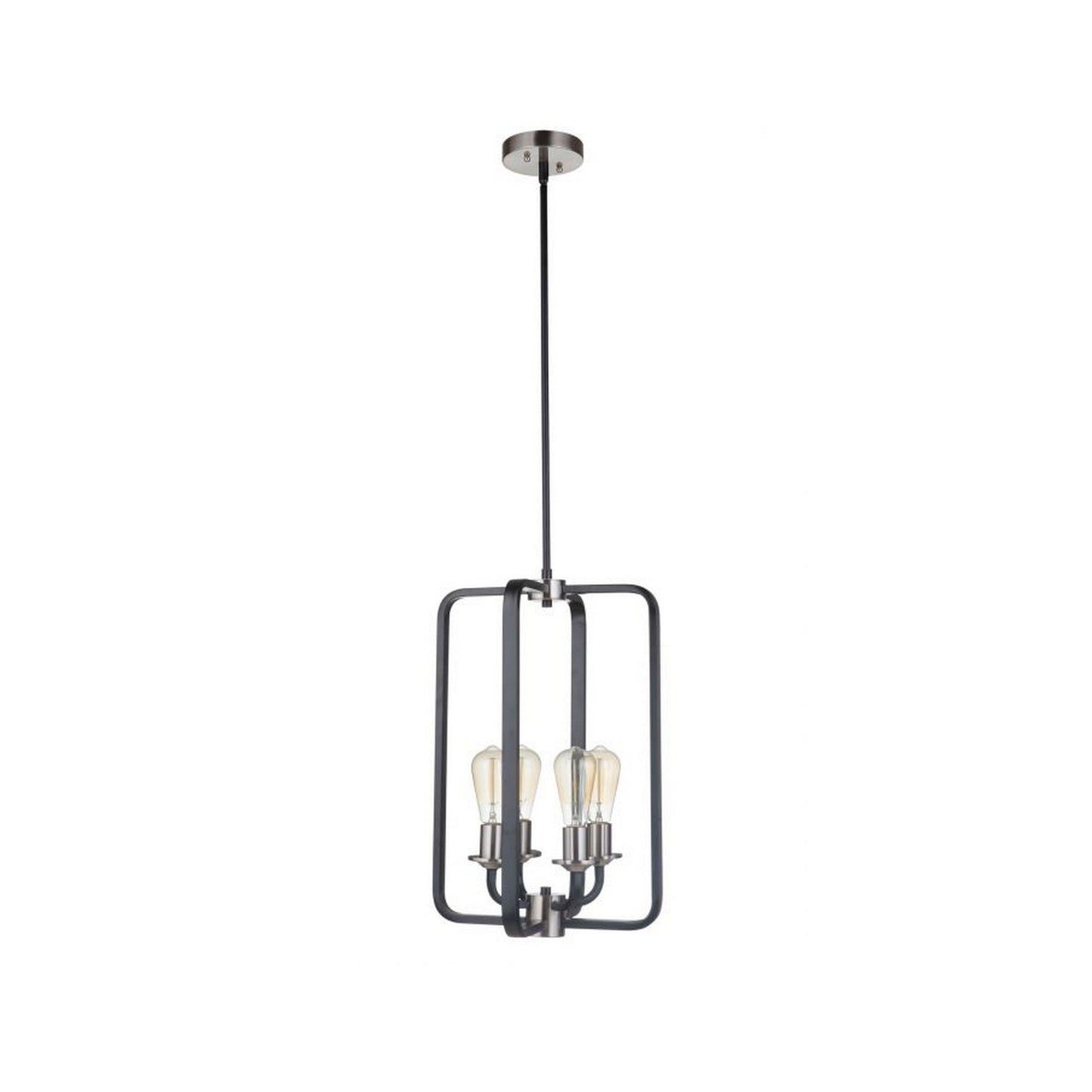 Craftmade Randolph 14" 4-Light Flat Black and Brushed Polished Nickel Bare Bulb Foyer Chandelier