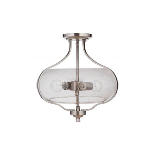 Craftmade Serene 15" 2-Light Brushed Polished Nickel Semi-Flush Mount Light With Clear Seeded Glass Shade