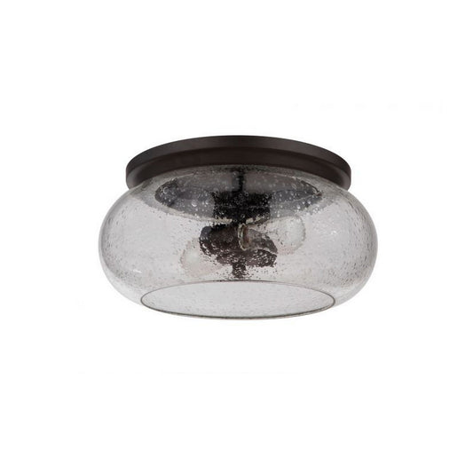 Craftmade Serene 15" 2-Light Espresso Flush Mount Light With Clear Seeded Glass Shade